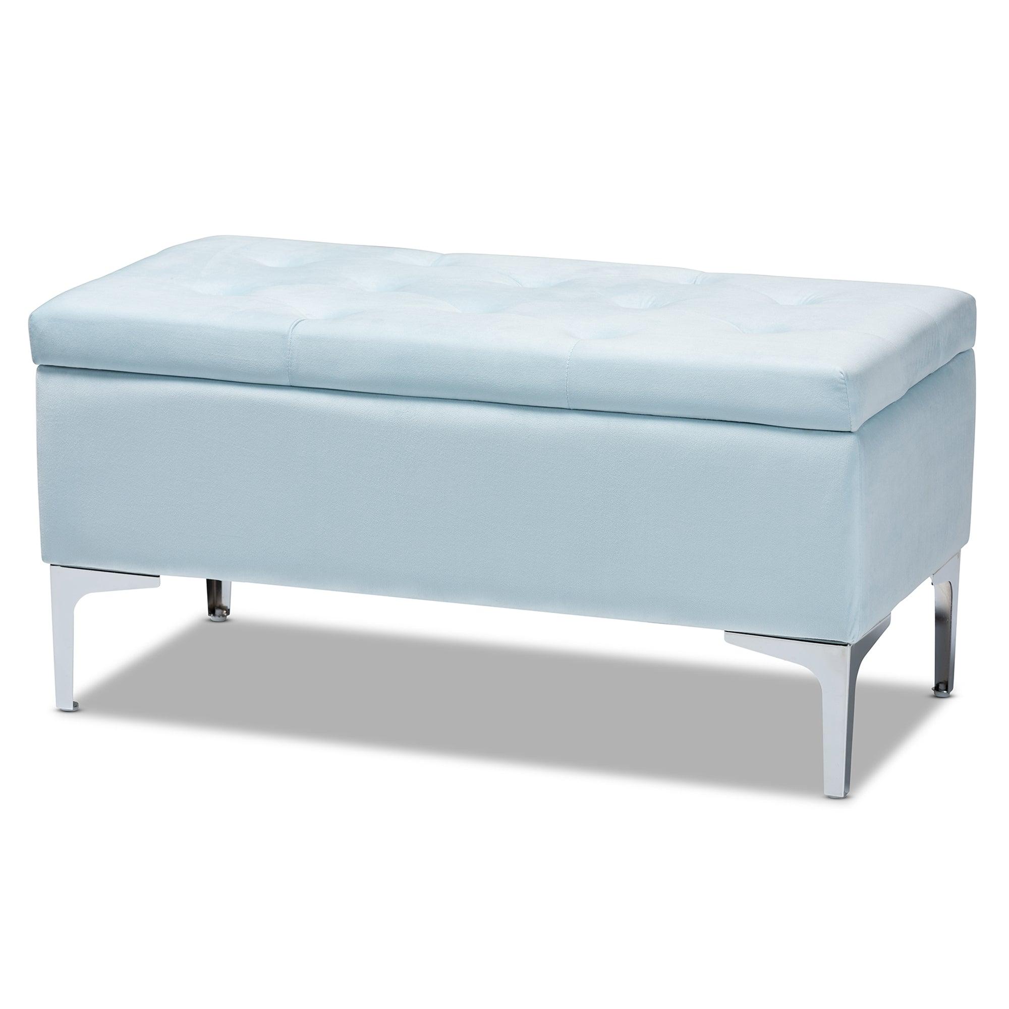Mabel Modern and Contemporary Transitional Velvet Fabric Upholstered Finished Storage Ottoman