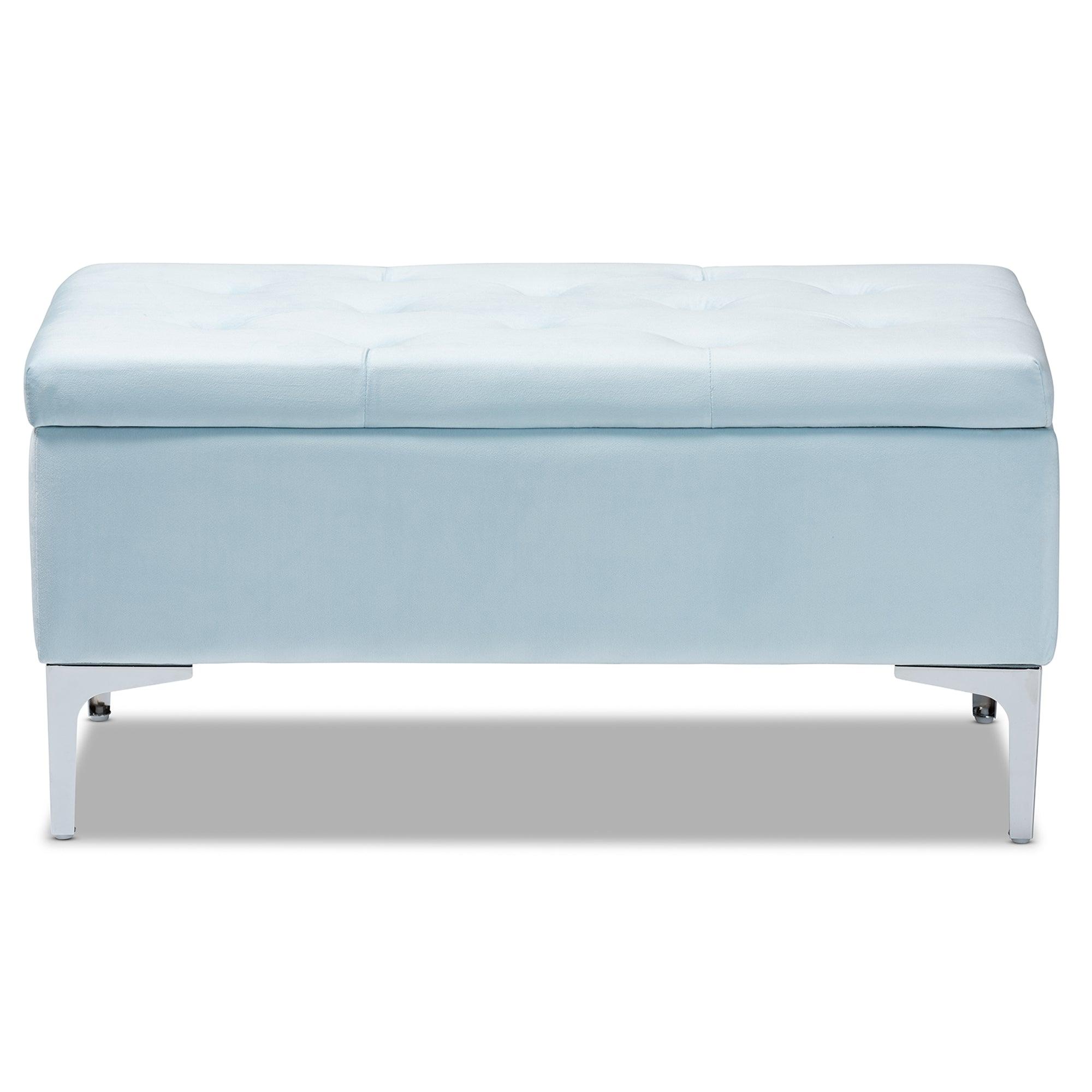 Mabel Modern and Contemporary Transitional Velvet Fabric Upholstered Finished Storage Ottoman