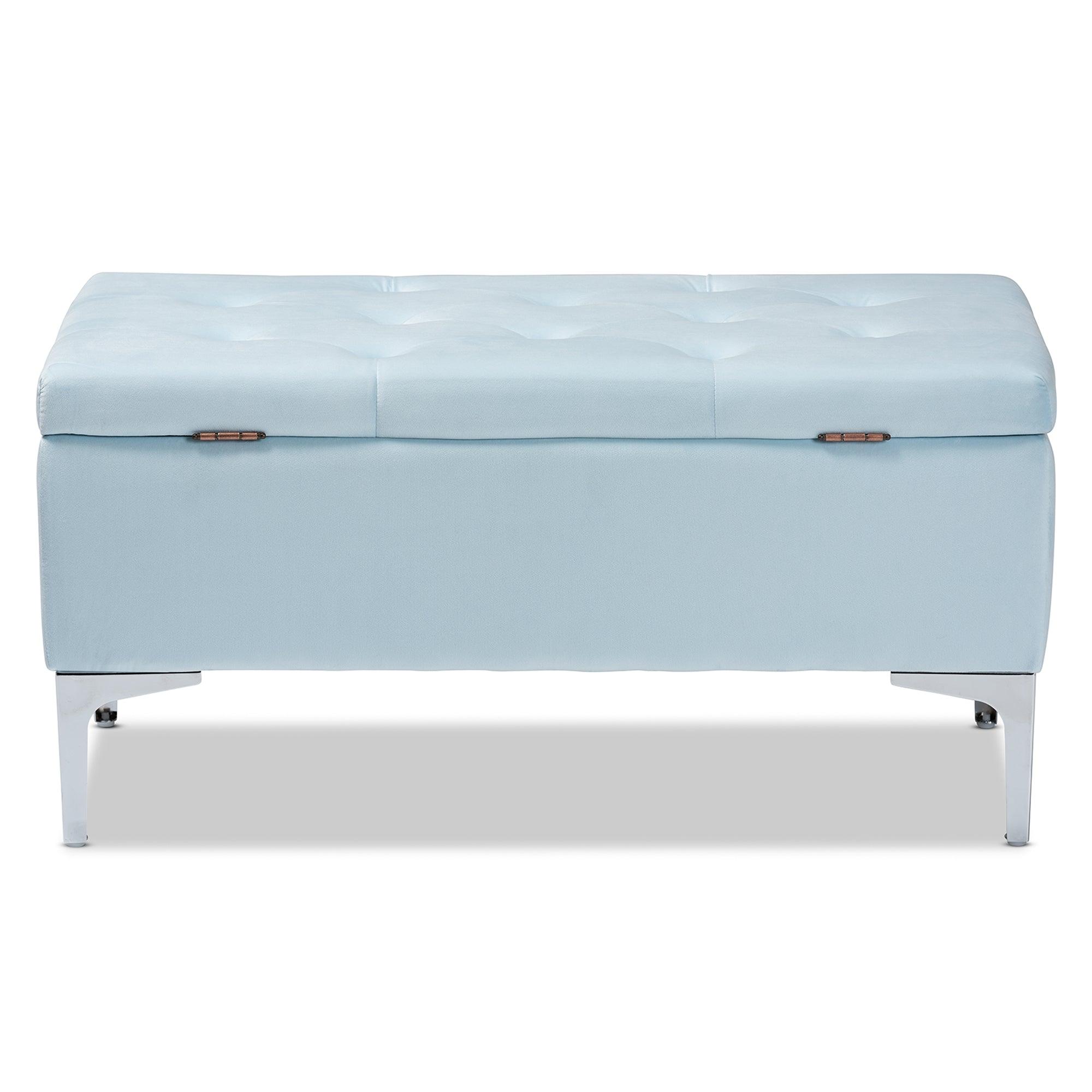Mabel Modern and Contemporary Transitional Velvet Fabric Upholstered Finished Storage Ottoman