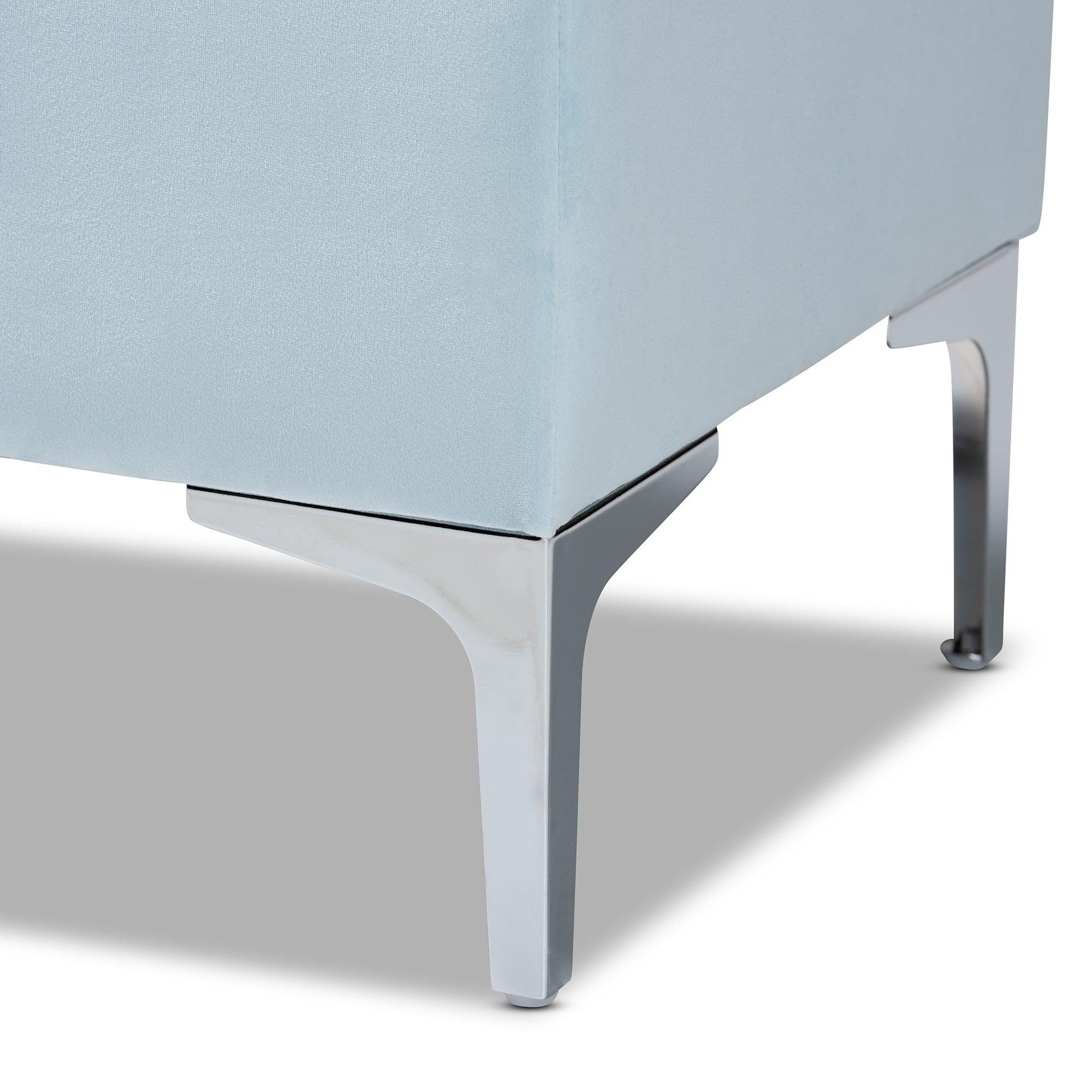 Mabel Modern and Contemporary Transitional Velvet Fabric Upholstered Finished Storage Ottoman