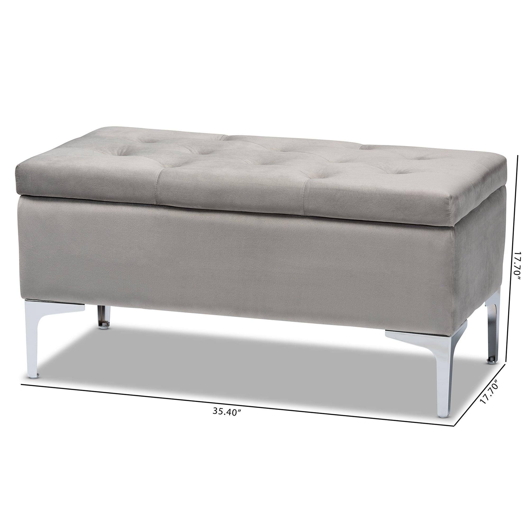 Mabel Modern and Contemporary Transitional Velvet Fabric Upholstered Finished Storage Ottoman