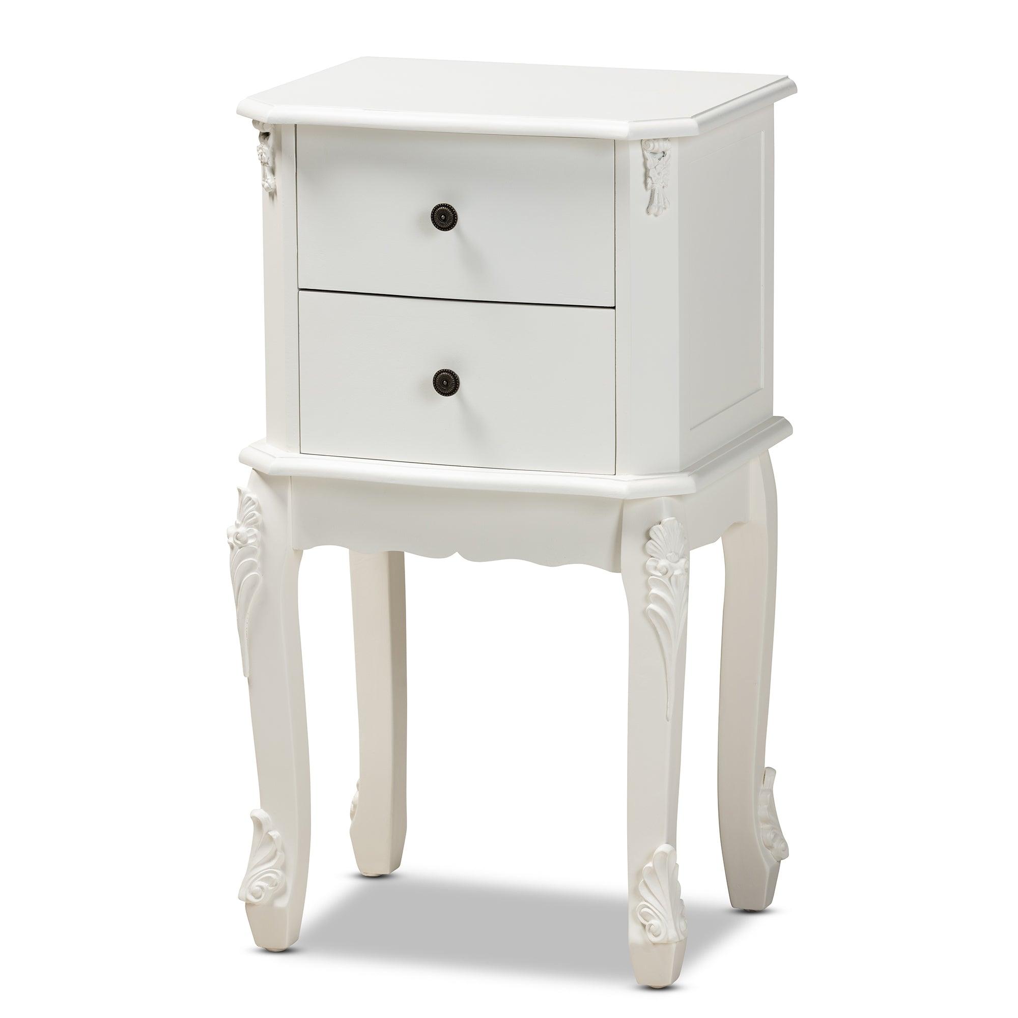 Sophia Classic and Traditional French Finished Wood 2-Drawer End Table