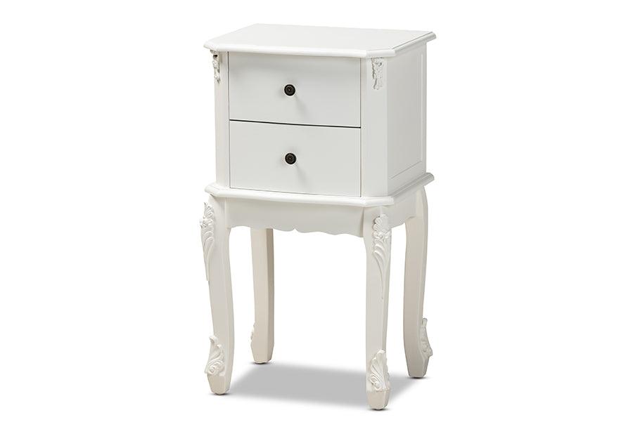 Sophia Classic and Traditional French Finished Wood 2-Drawer End Table