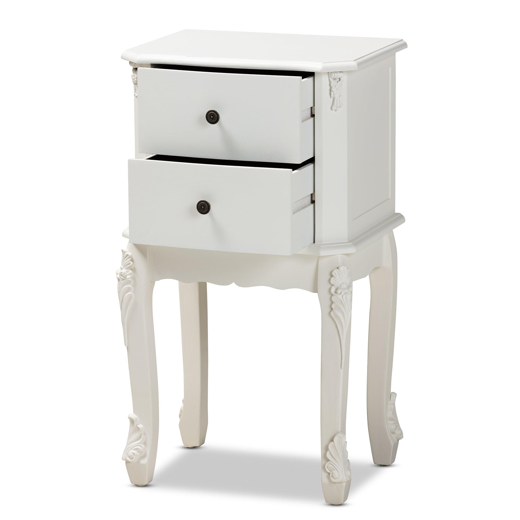 Sophia Classic and Traditional French Finished Wood 2-Drawer End Table