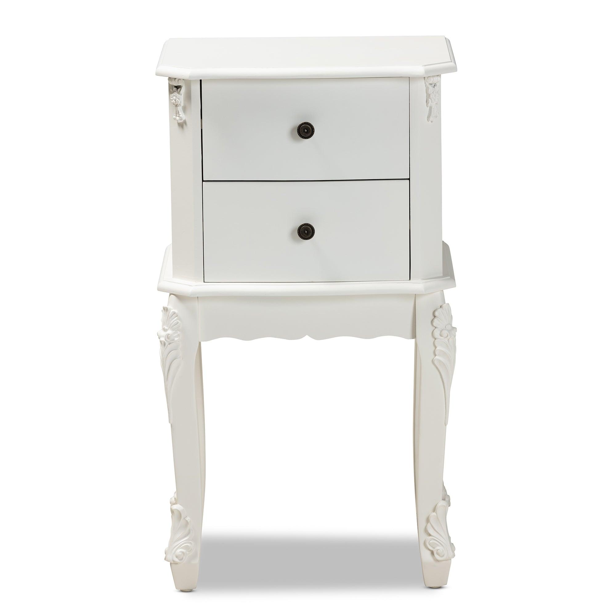 Sophia Classic and Traditional French Finished Wood 2-Drawer End Table