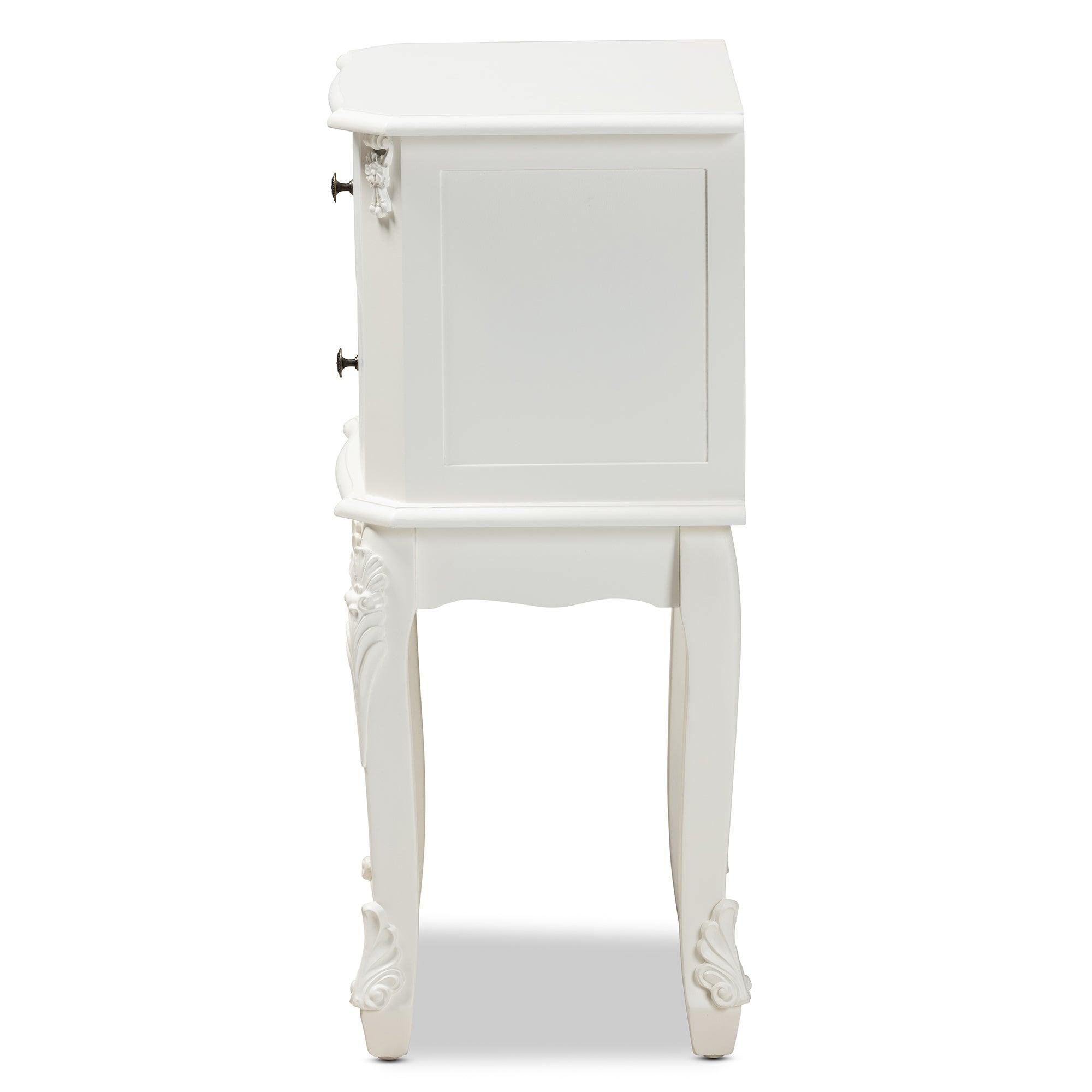 Sophia Classic and Traditional French Finished Wood 2-Drawer End Table