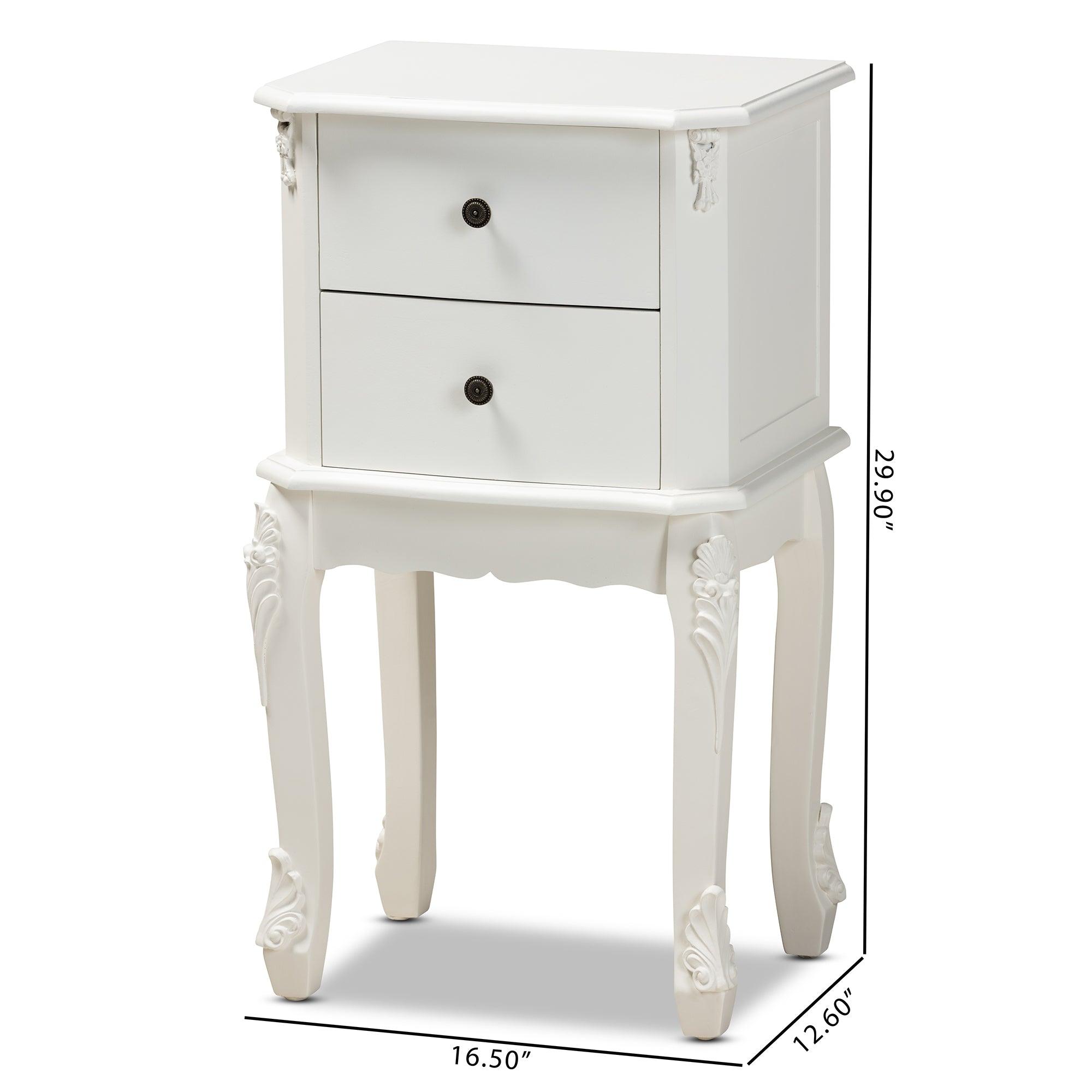 Sophia Classic and Traditional French Finished Wood 2-Drawer End Table