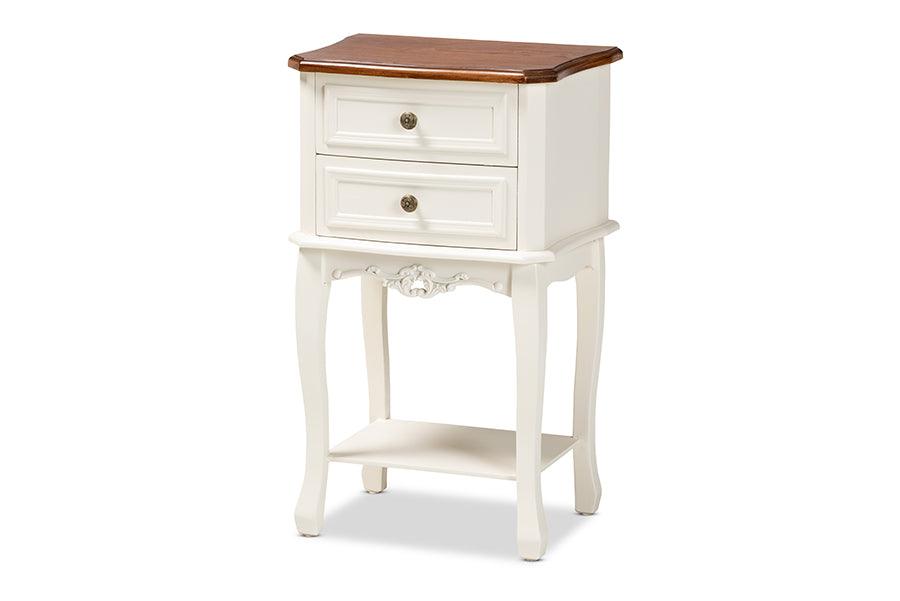 Darla Classic and Traditional French and Cherry Finished Wood 2-Drawer End Table
