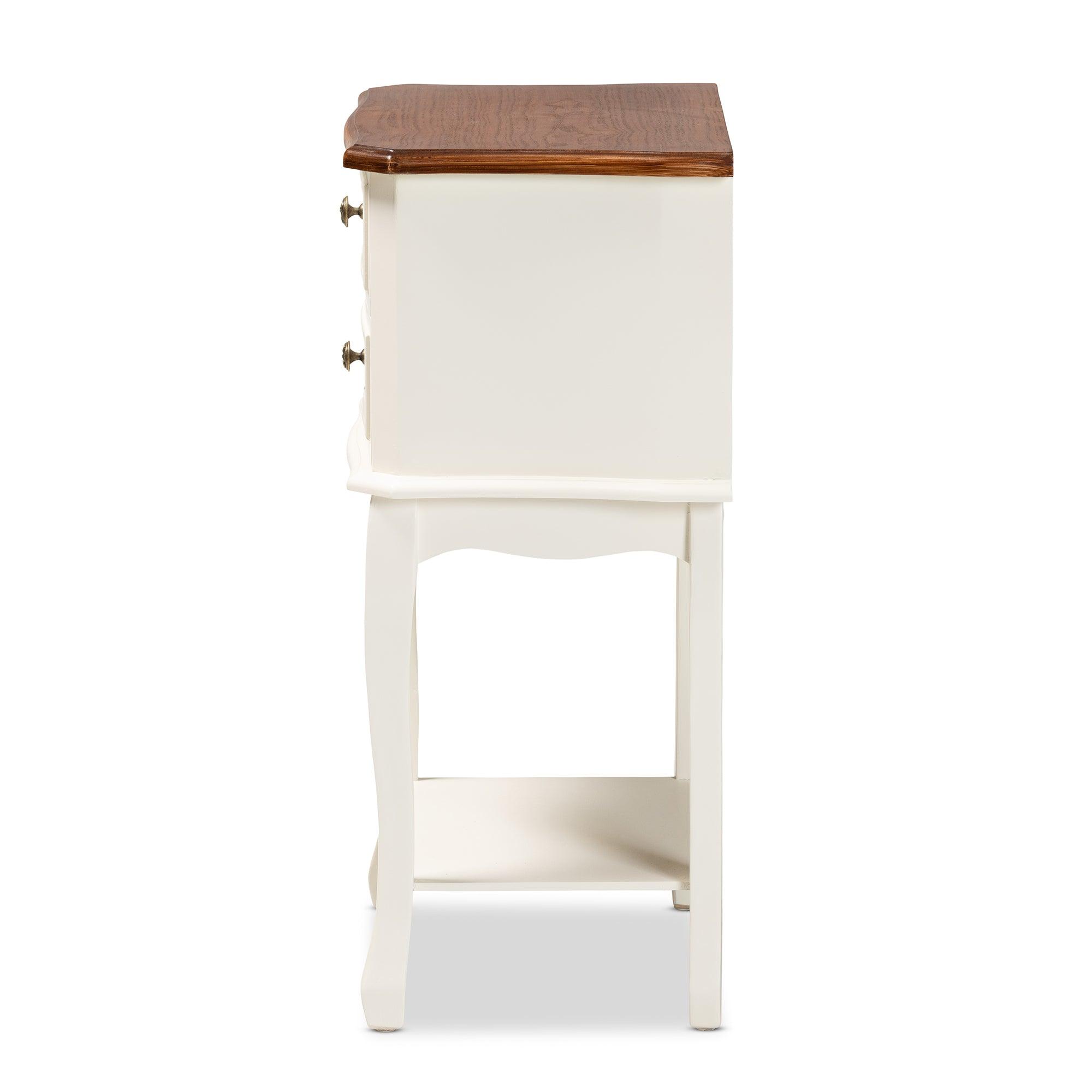 Darla Classic and Traditional French and Cherry Finished Wood 2-Drawer End Table