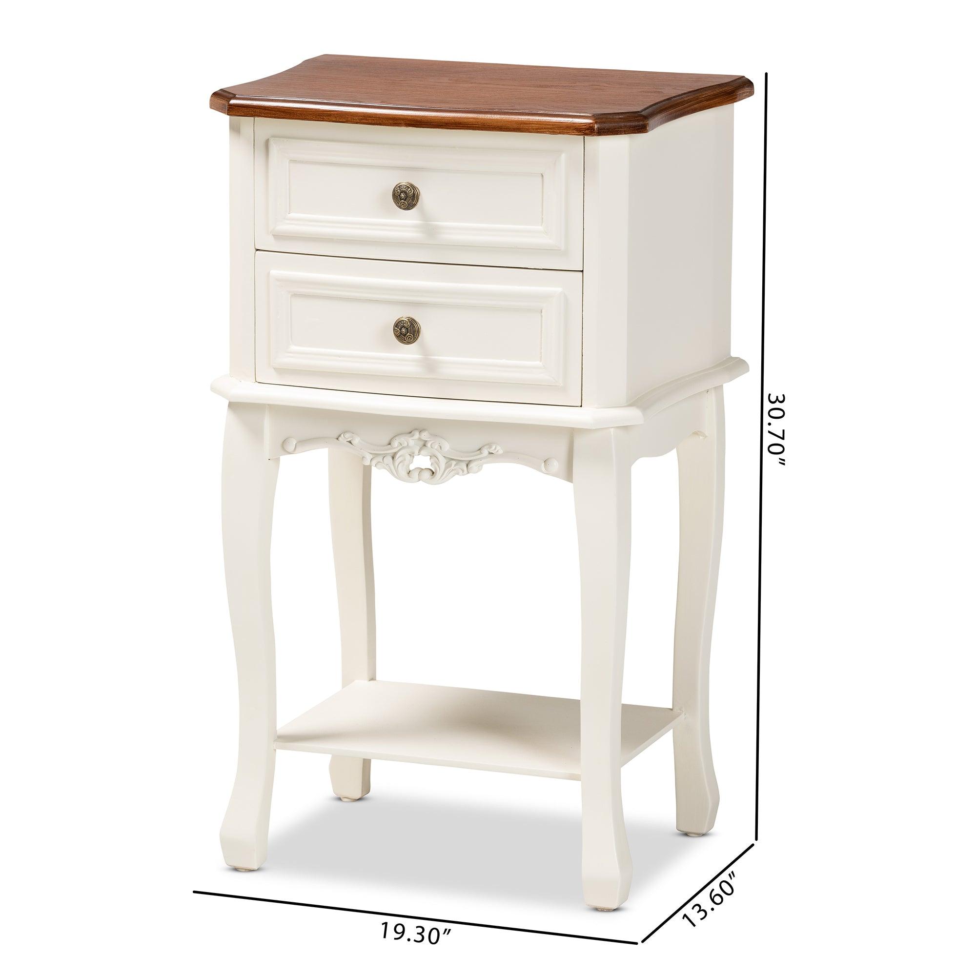 Darla Classic and Traditional French and Cherry Finished Wood 2-Drawer End Table