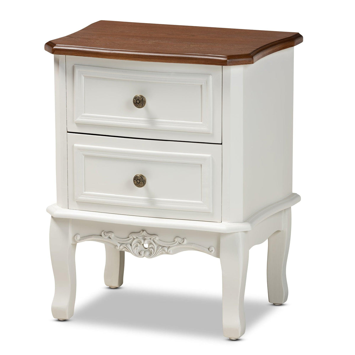 Darlene Classic and Traditional French and Cherry Finished Wood 2-Drawer End Table