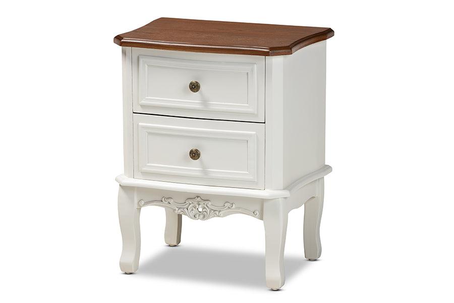 Darlene Classic and Traditional French and Cherry Finished Wood 2-Drawer End Table