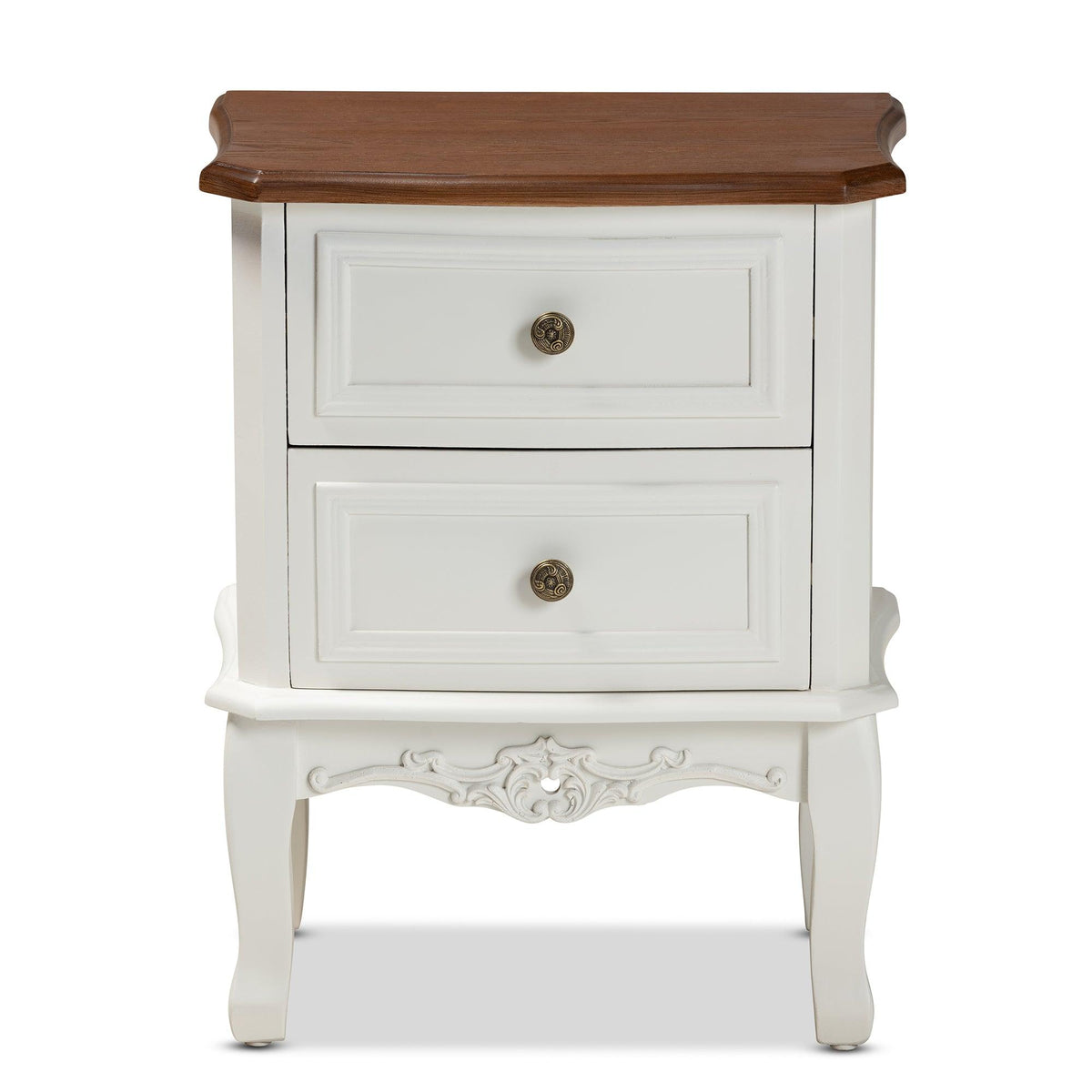 Darlene Classic and Traditional French and Cherry Finished Wood 2-Drawer End Table