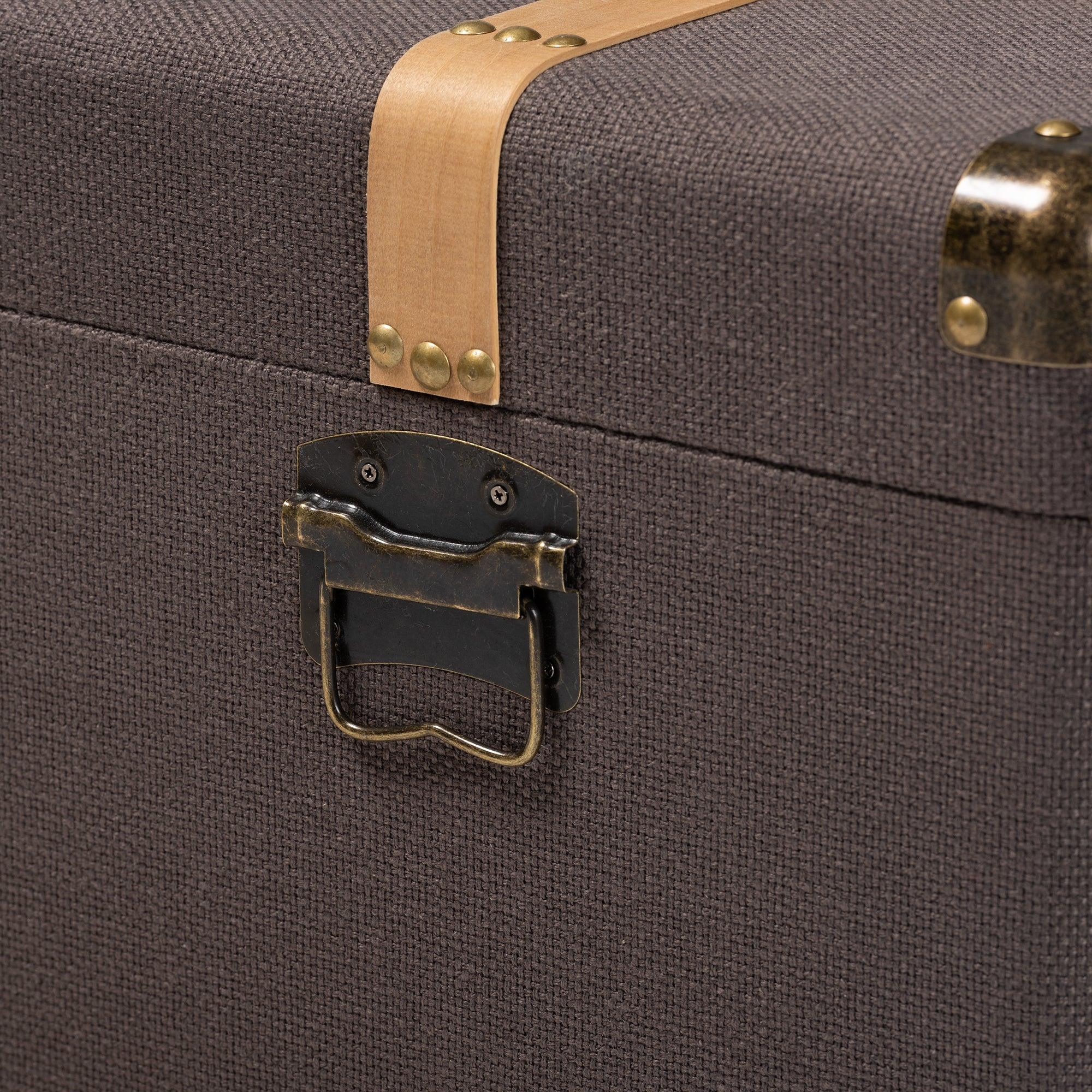Stephen Modern and Contemporary Transitional Fabric Upholstered and Finished 2-Piece Storage Trunk Set