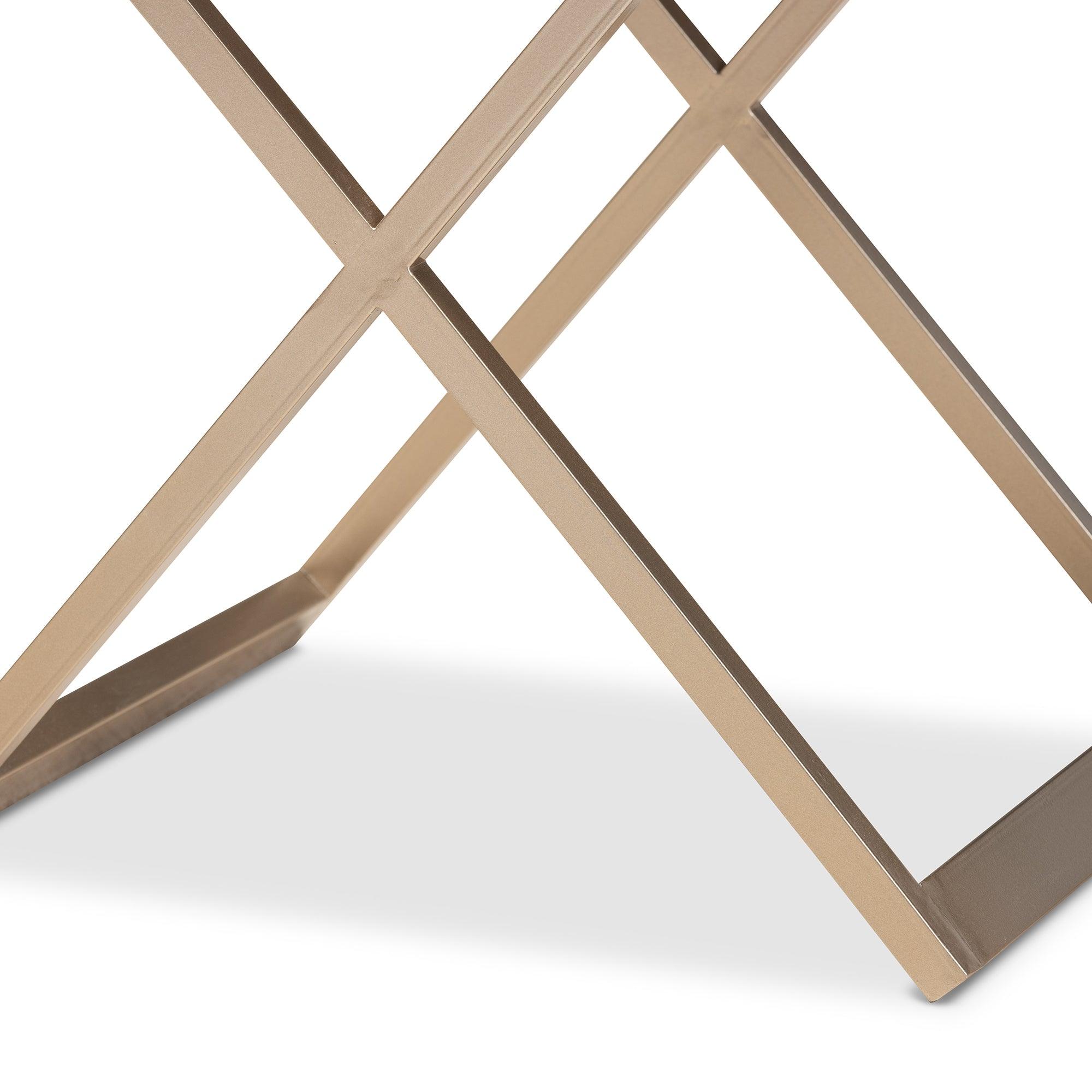 Patricia Modern and Contemporary Finished Wood and Powder Coated Brass Effect Metal 1-Drawer End Table