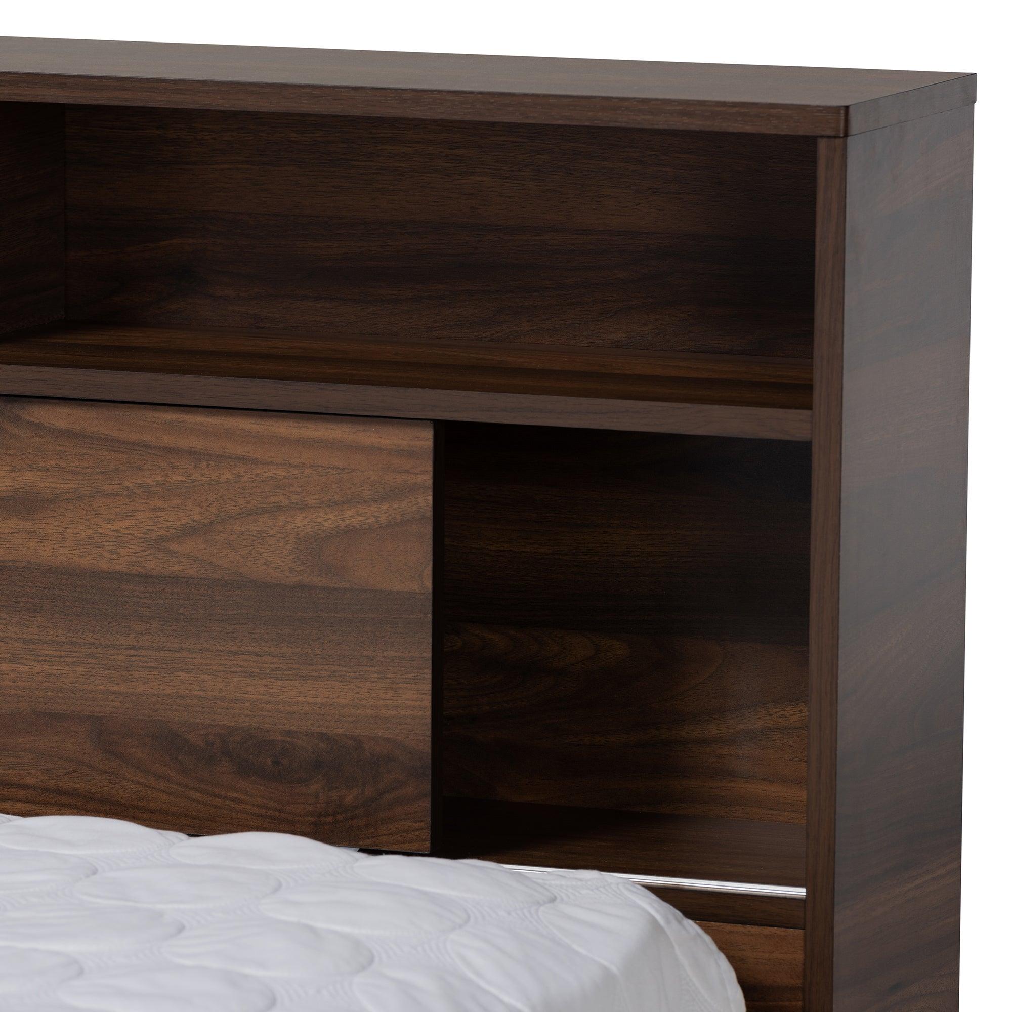 Tristan Modern and Contemporary Finished Wood 1-Drawer Platform Storage Bed with Shelves