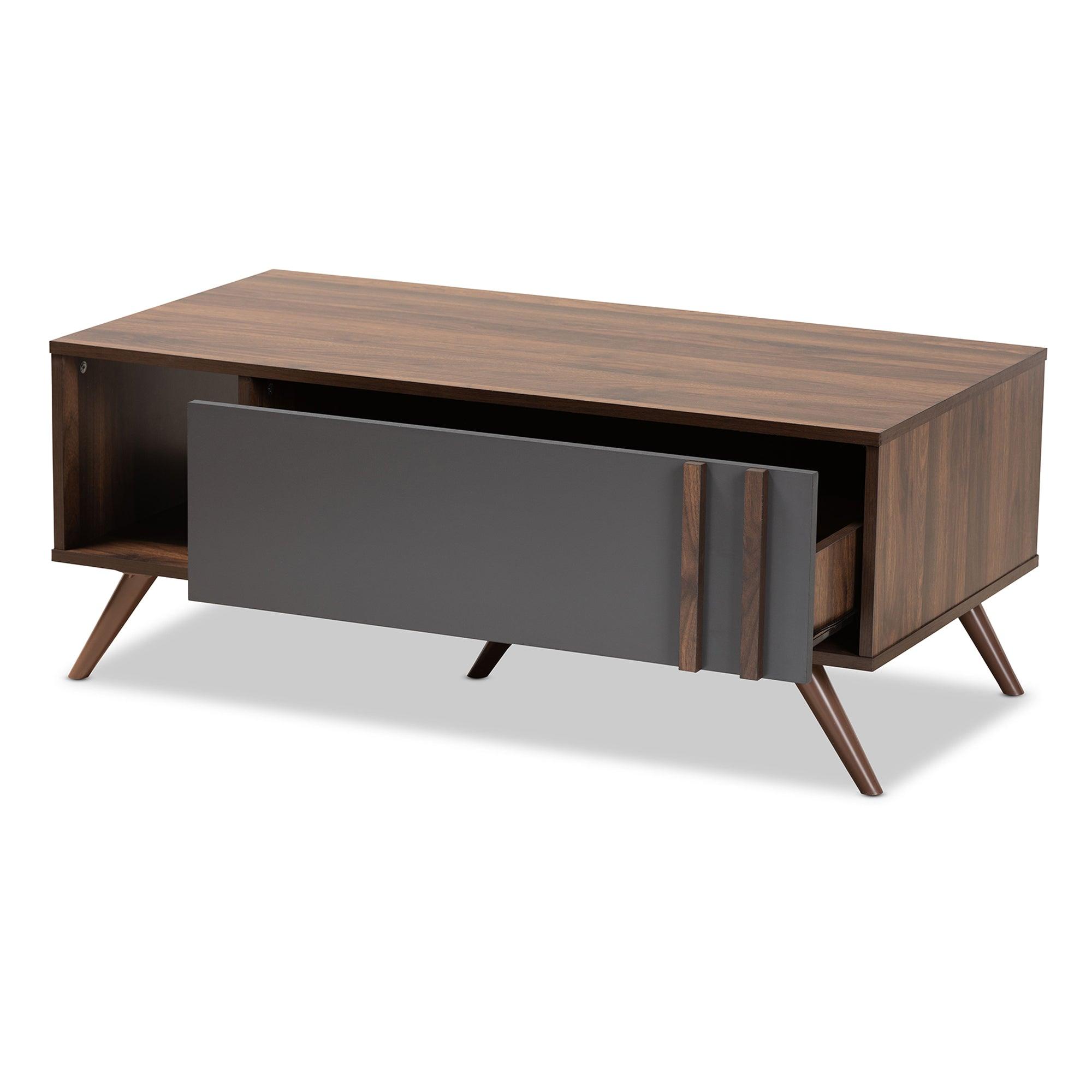 Naoki Modern and Contemporary Two-Tone and Finished Wood 1-Drawer Coffee Table