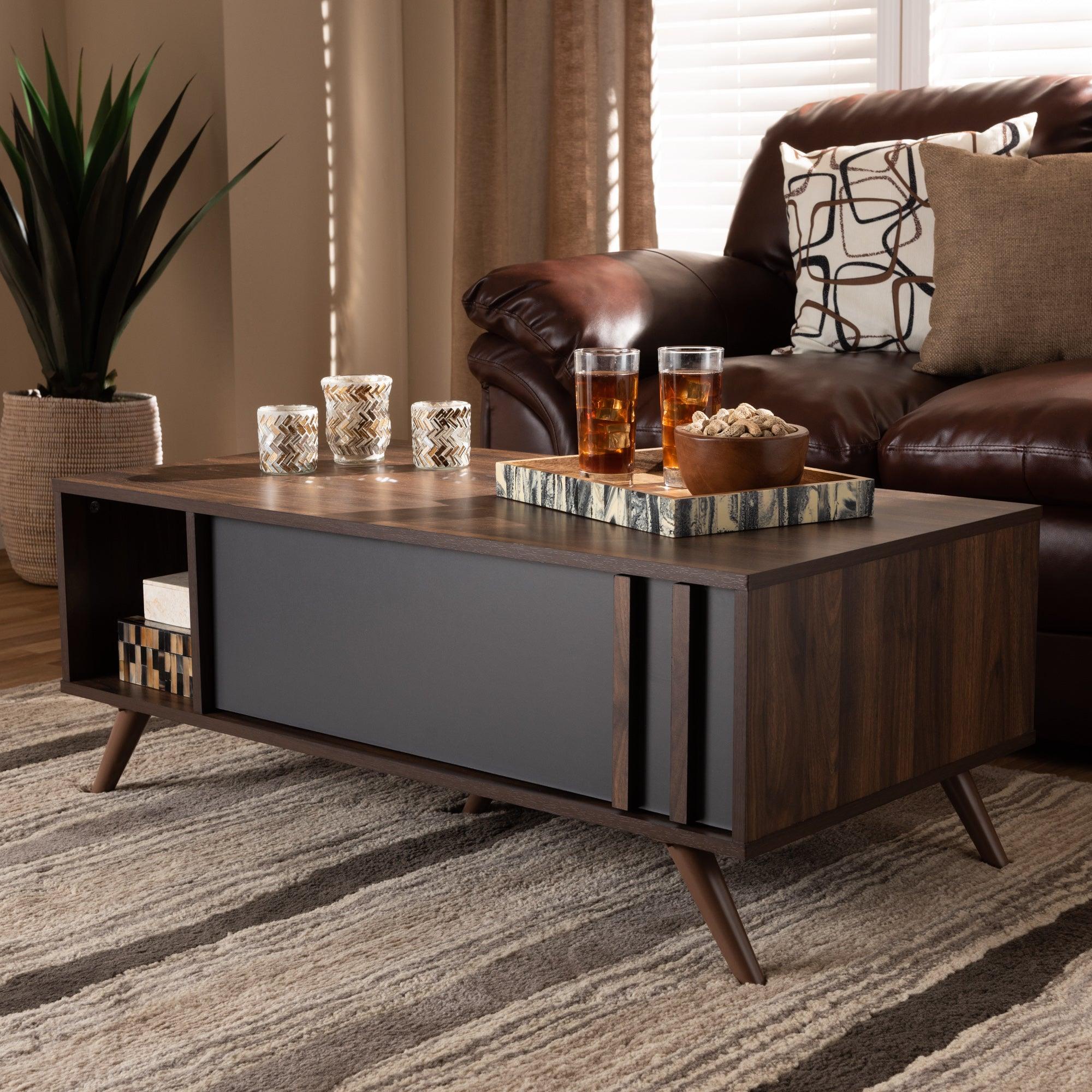 Naoki Modern and Contemporary Two-Tone and Finished Wood 1-Drawer Coffee Table