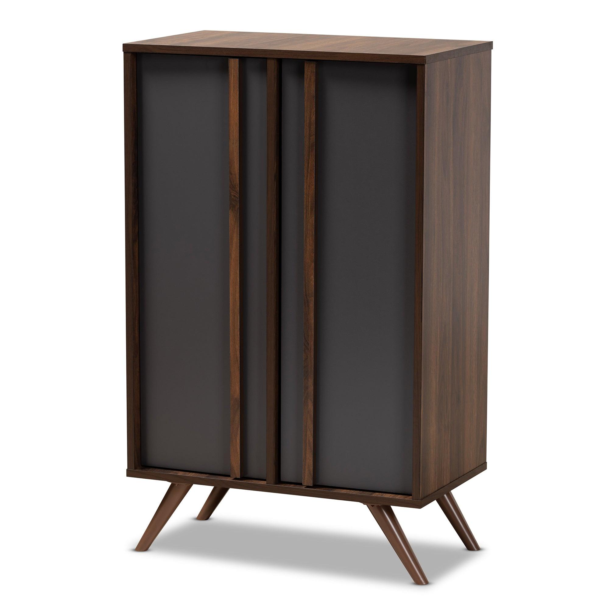 Naoki Modern and Contemporary Two-Tone and Finished Wood 2-Door Shoe Cabinet