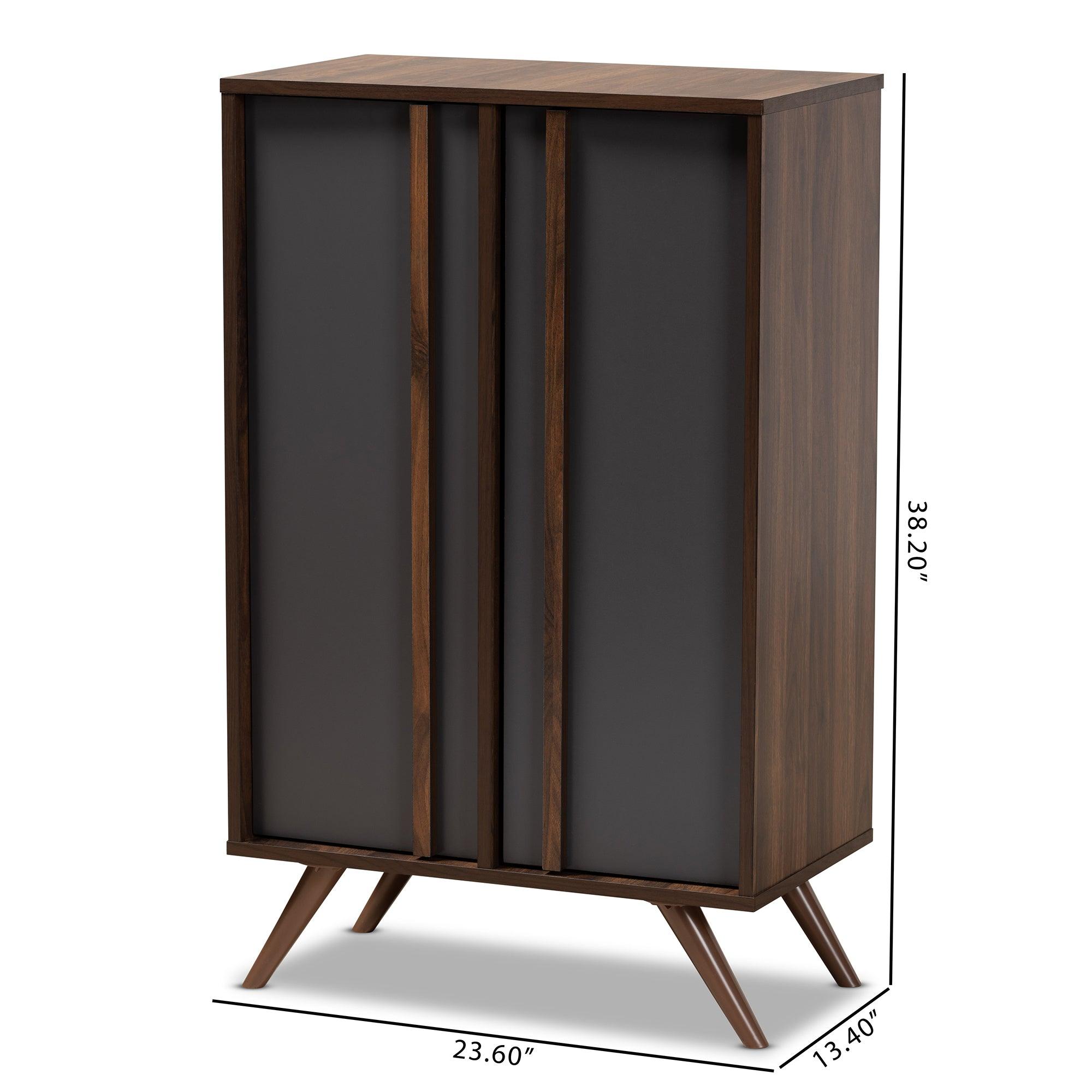 Naoki Modern and Contemporary Two-Tone and Finished Wood 2-Door Shoe Cabinet