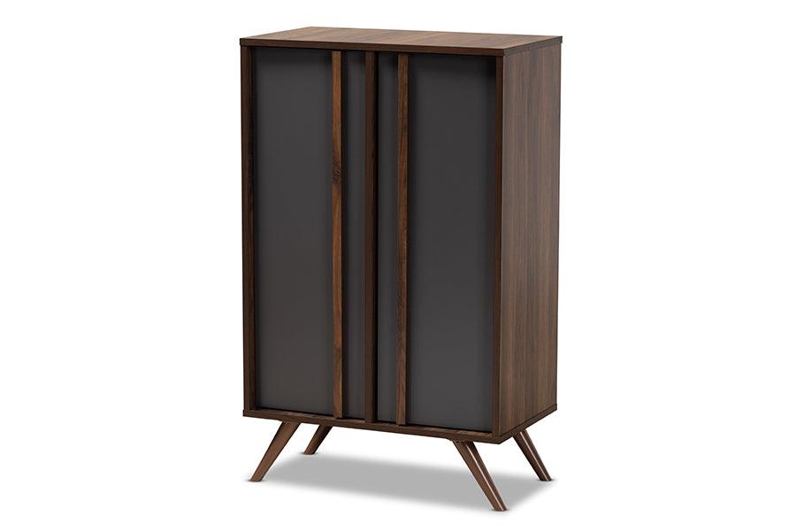Naoki Modern and Contemporary Two-Tone and Finished Wood 2-Door Shoe Cabinet