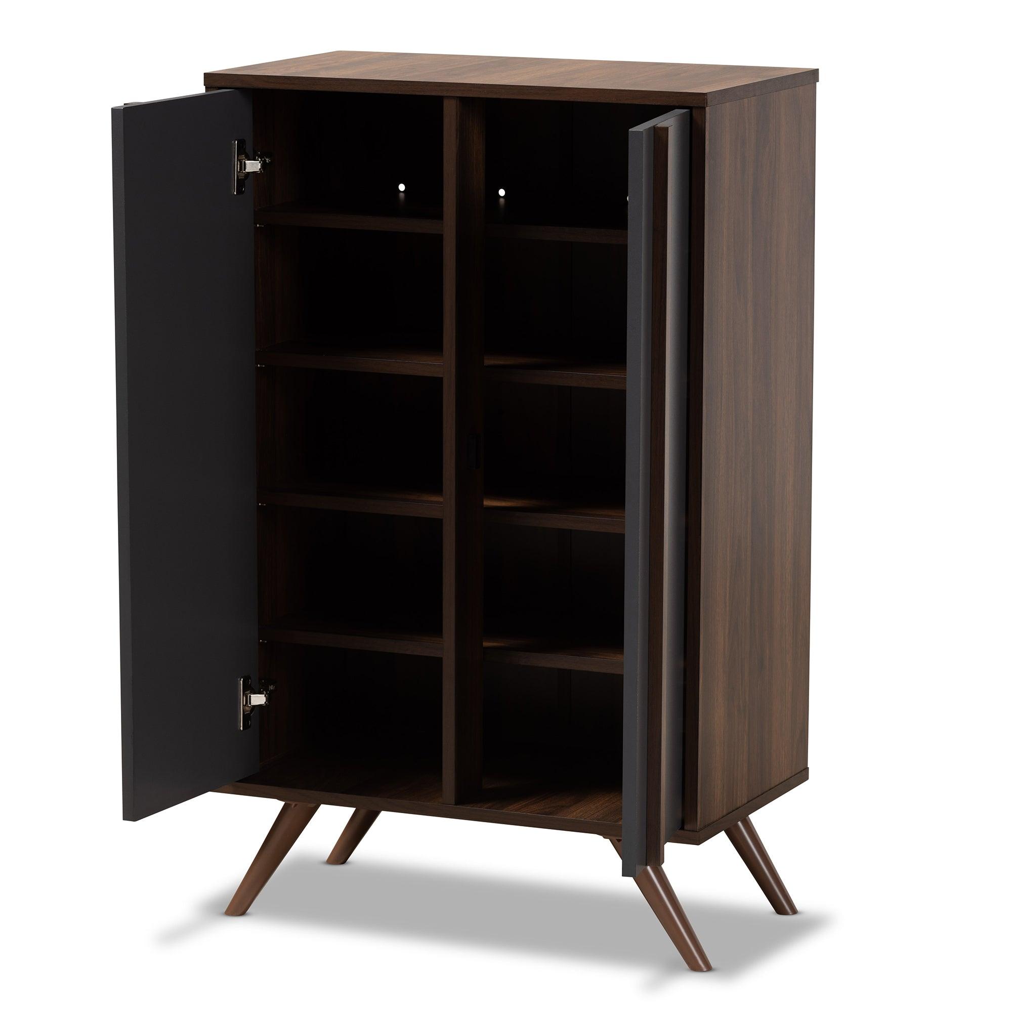 Naoki Modern and Contemporary Two-Tone and Finished Wood 2-Door Shoe Cabinet