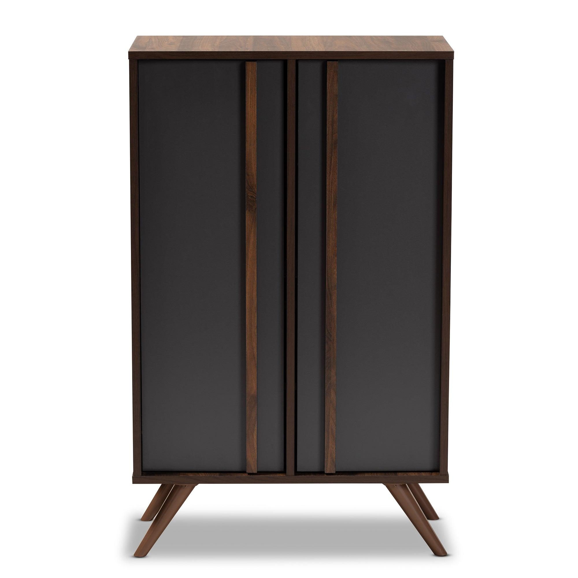 Naoki Modern and Contemporary Two-Tone and Finished Wood 2-Door Shoe Cabinet