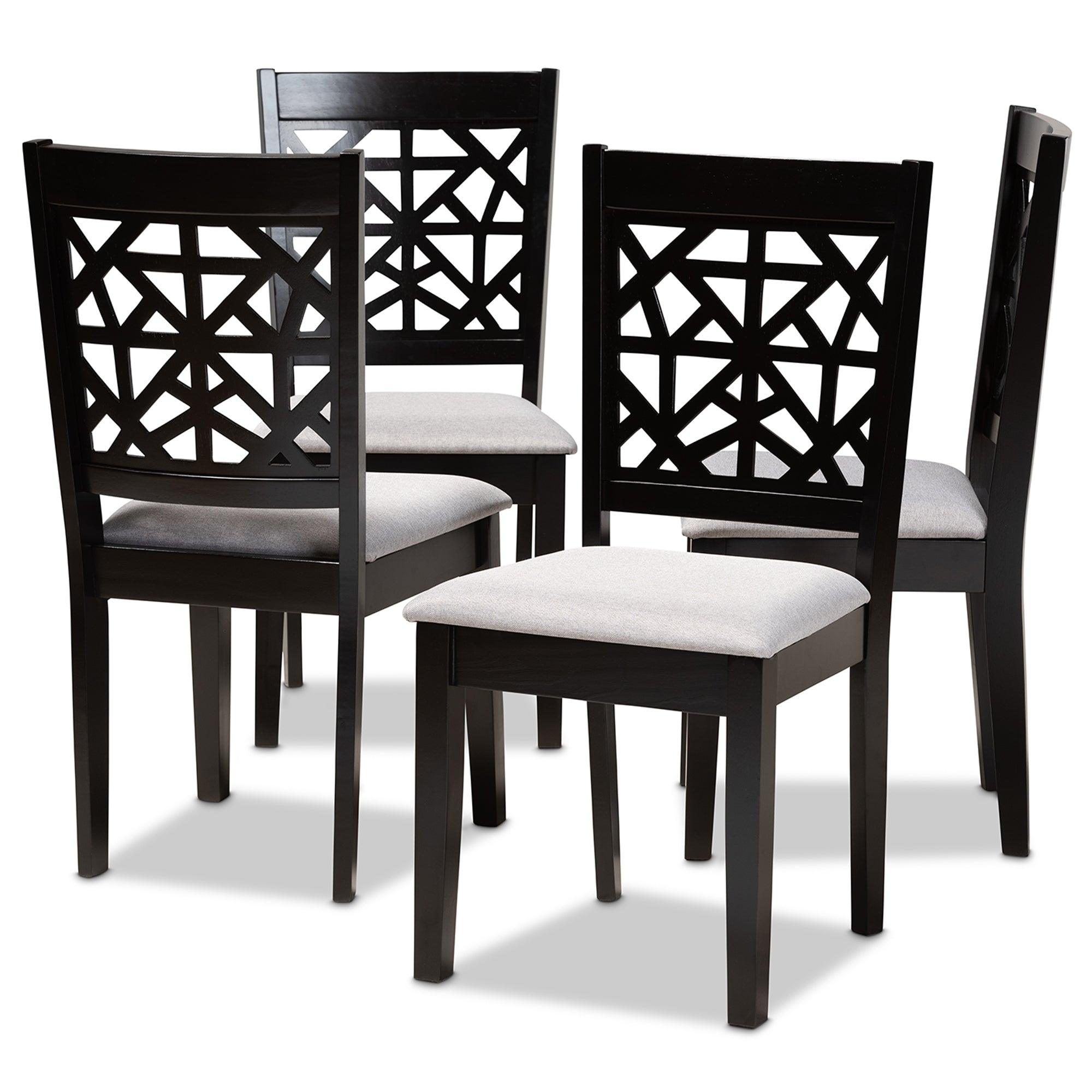 Jackson Modern and Contemporary Fabric Upholstered and Espresso Finished Wood 4-Piece Dining Chair Set