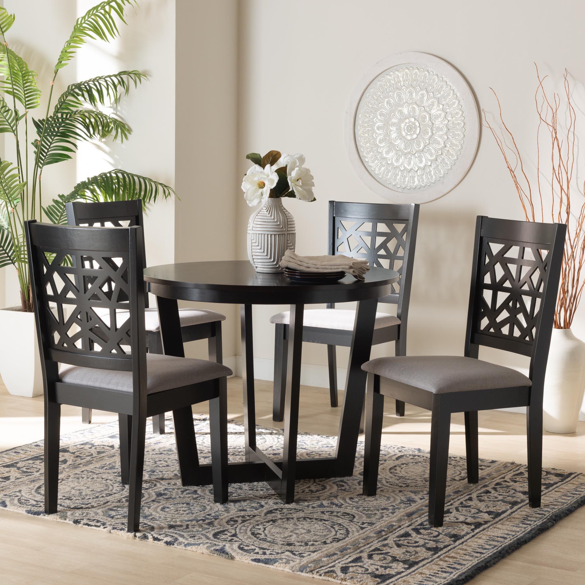 Jamie Moden Fabric and Finished Wood 5-Piece Dining Set