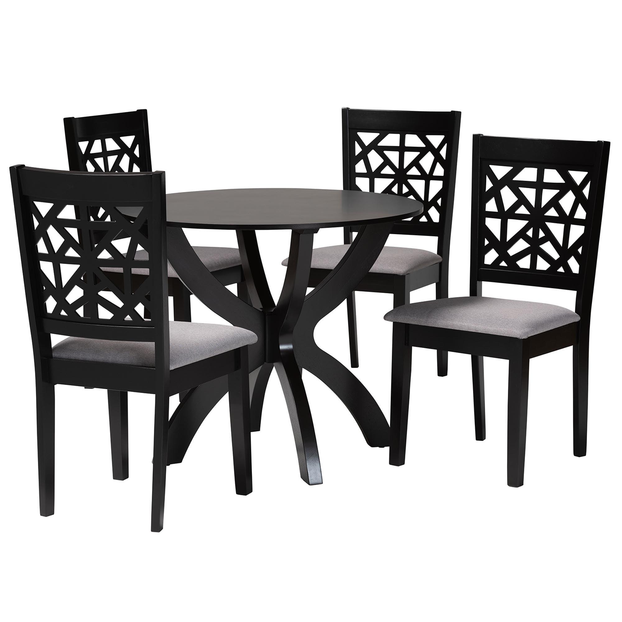Lena Modern Fabric and Finished Wood 5-Piece Dining Set
