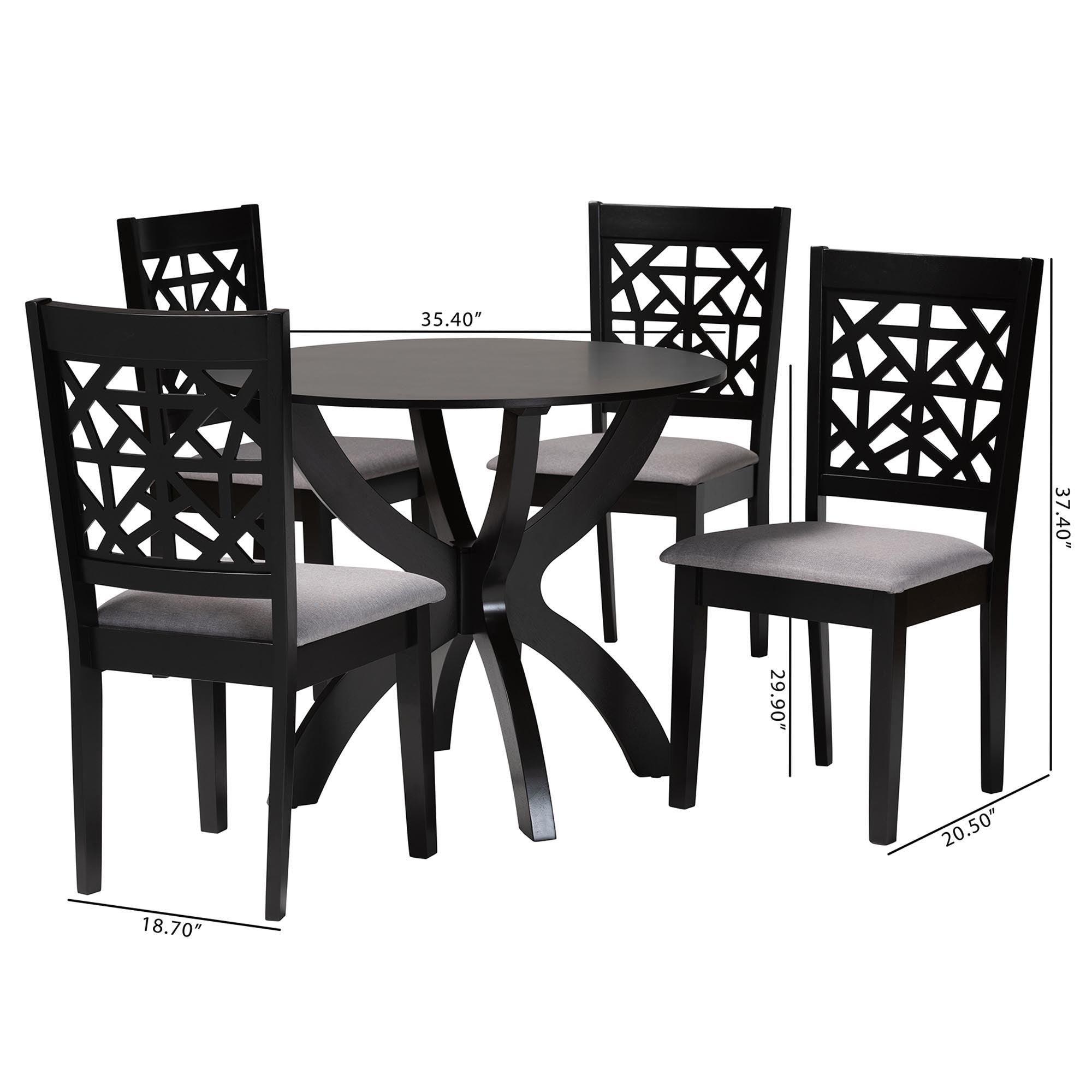 Lena Modern Fabric and Finished Wood 5-Piece Dining Set