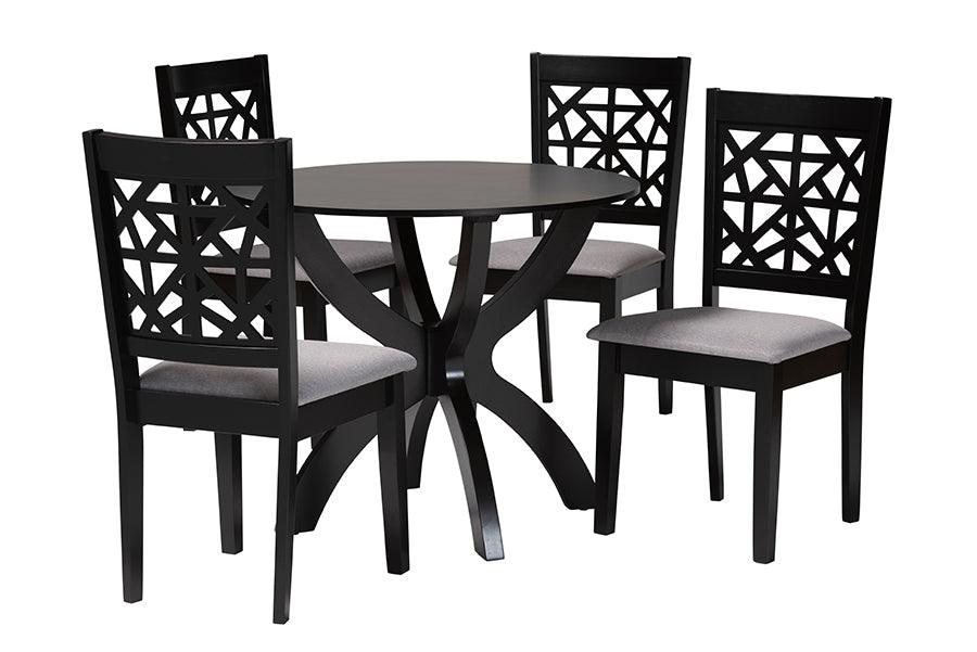 Lena Modern Fabric and Finished Wood 5-Piece Dining Set