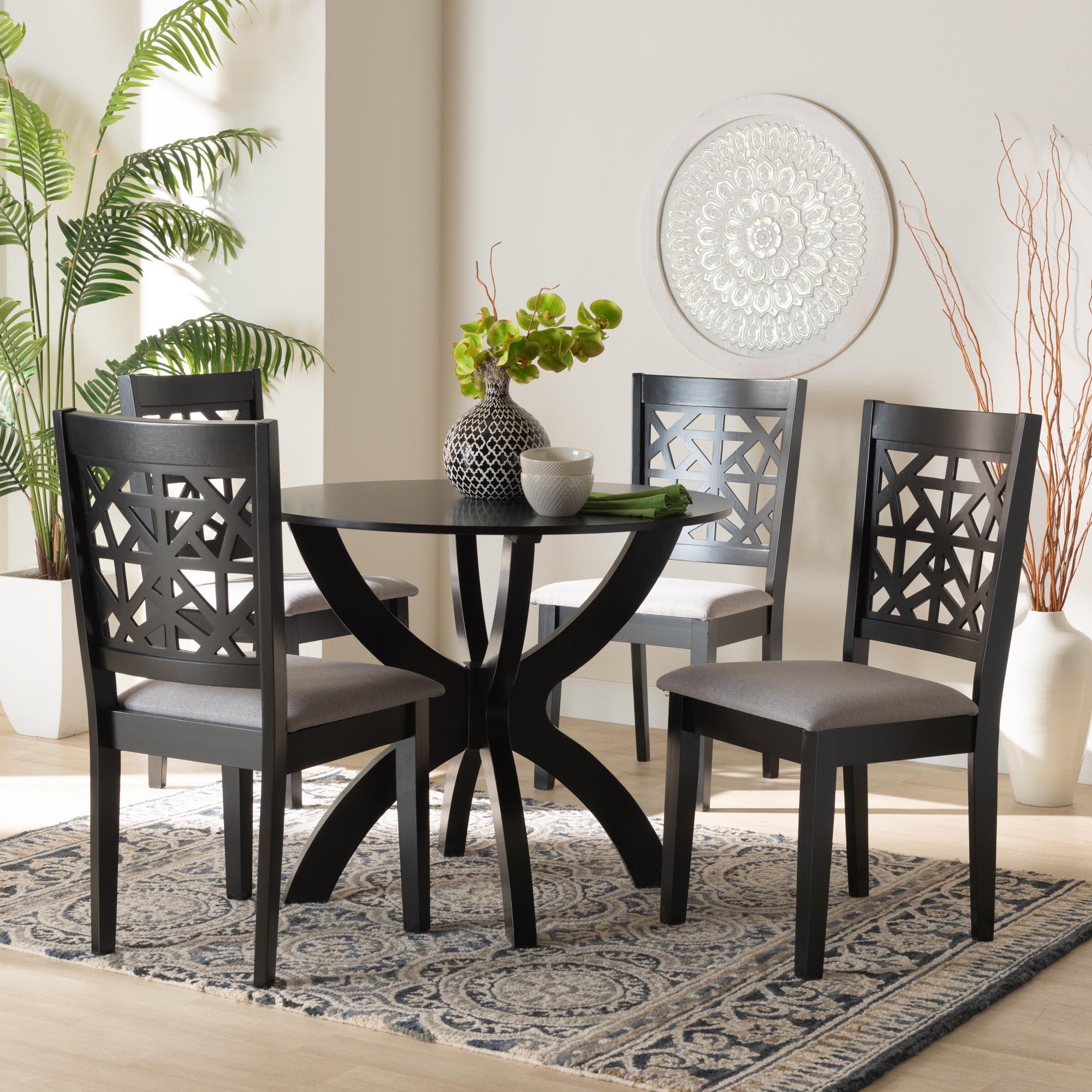 Lena Modern Fabric and Finished Wood 5-Piece Dining Set