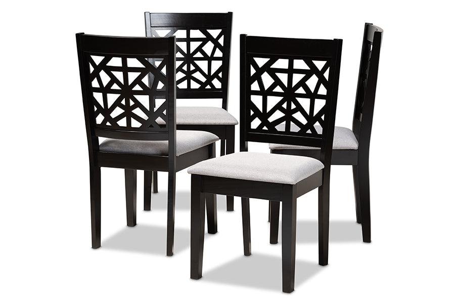 Jackson Modern and Contemporary Fabric Upholstered and Espresso Finished Wood 4-Piece Dining Chair Set
