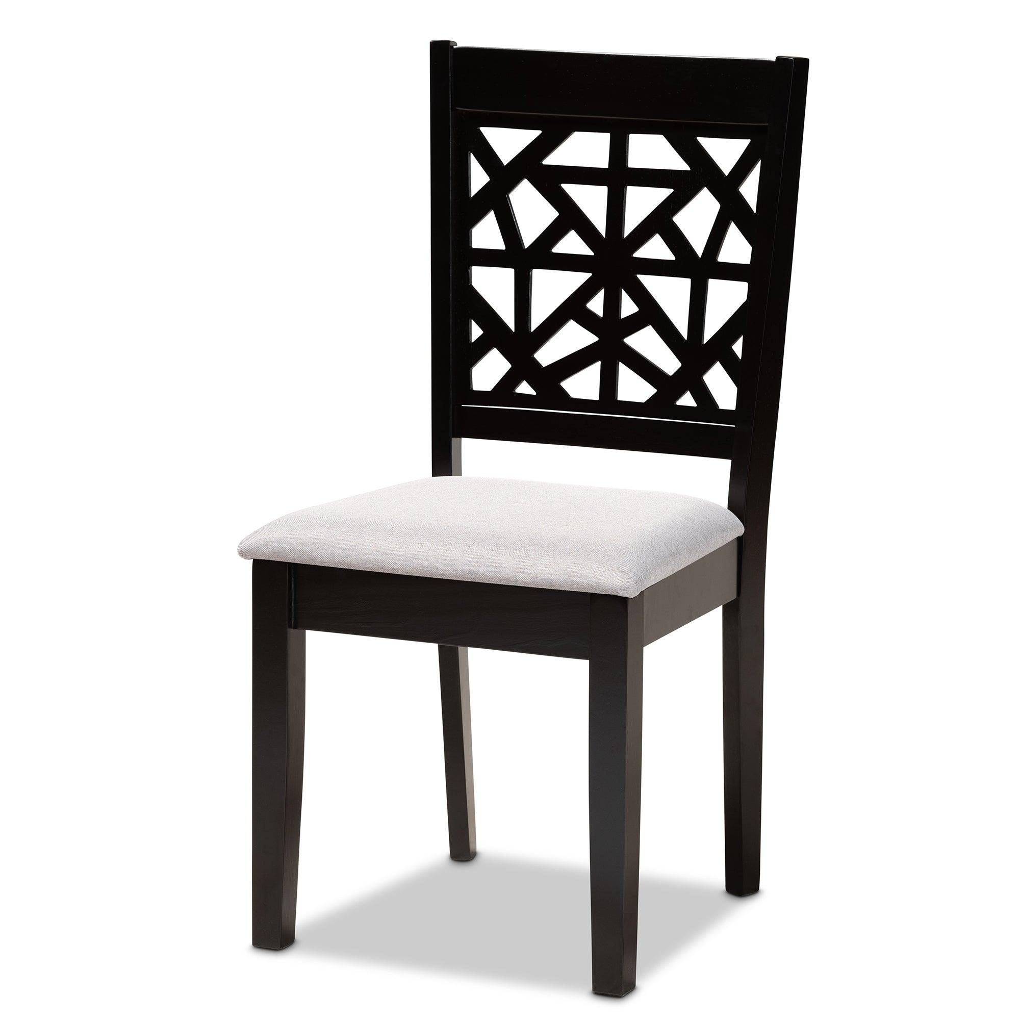 Jackson Modern and Contemporary Fabric Upholstered and Espresso Finished Wood 4-Piece Dining Chair Set