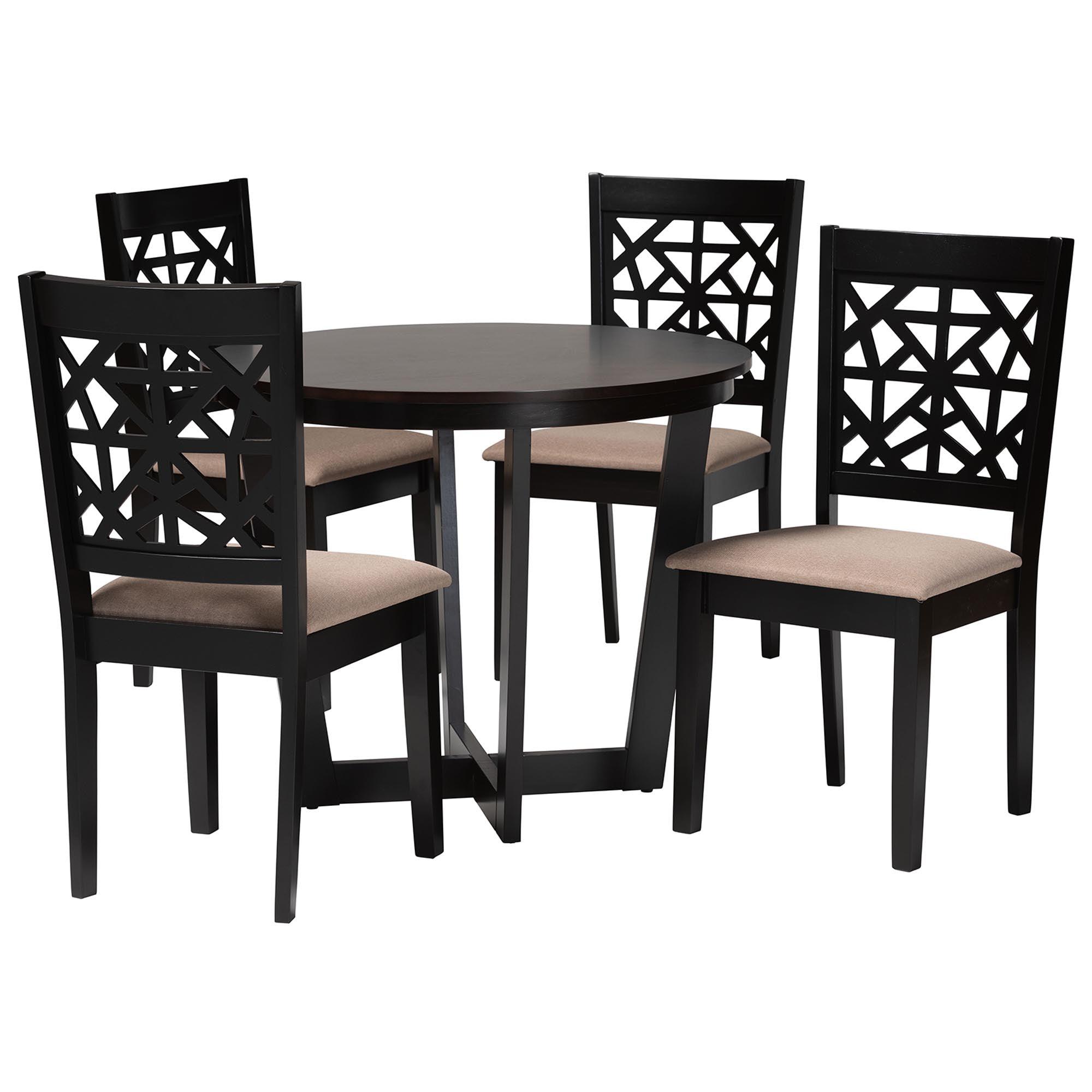 Jamie Moden Fabric and Finished Wood 5-Piece Dining Set
