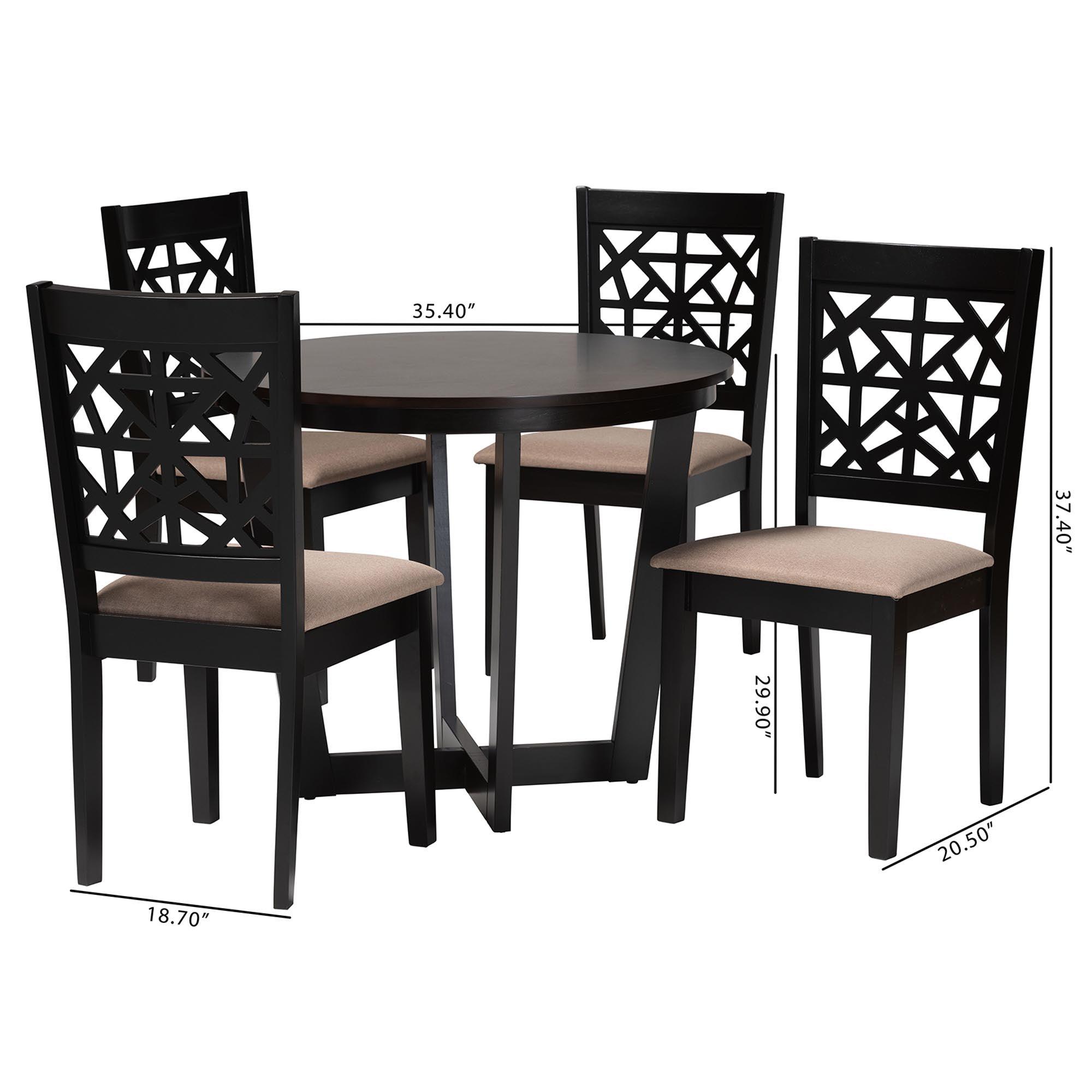 Jamie Moden Fabric and Finished Wood 5-Piece Dining Set
