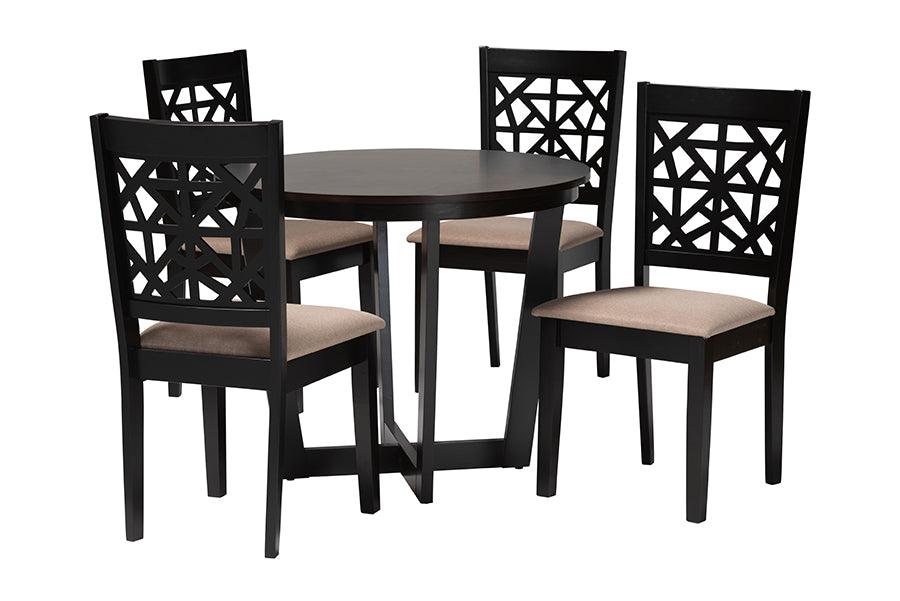 Jamie Moden Fabric and Finished Wood 5-Piece Dining Set