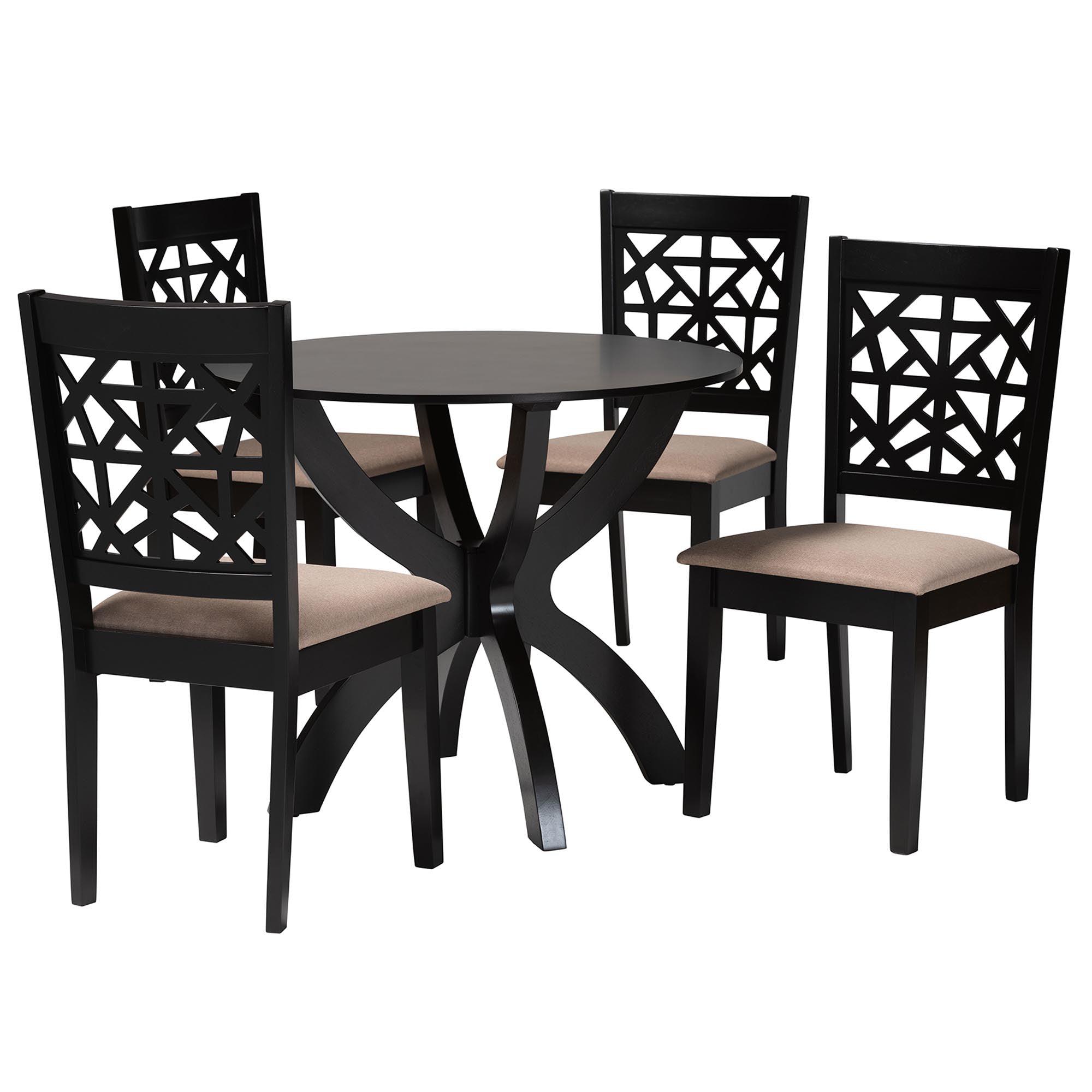 Lena Modern Fabric and Finished Wood 5-Piece Dining Set