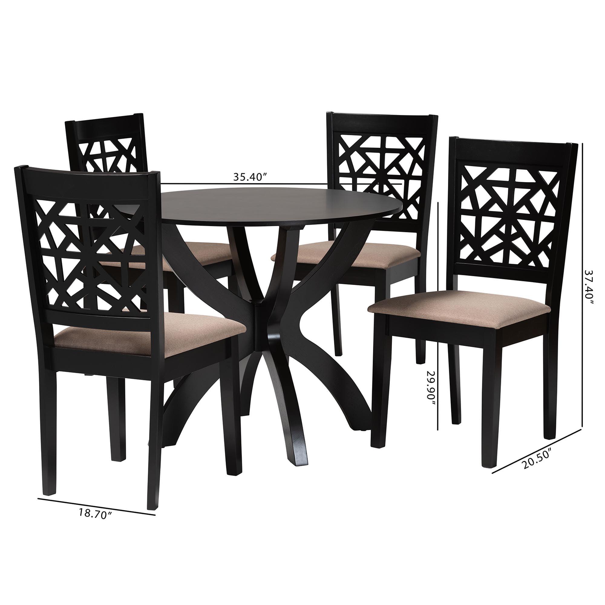 Lena Modern Fabric and Finished Wood 5-Piece Dining Set