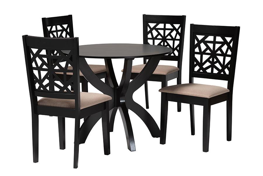Lena Modern Fabric and Finished Wood 5-Piece Dining Set
