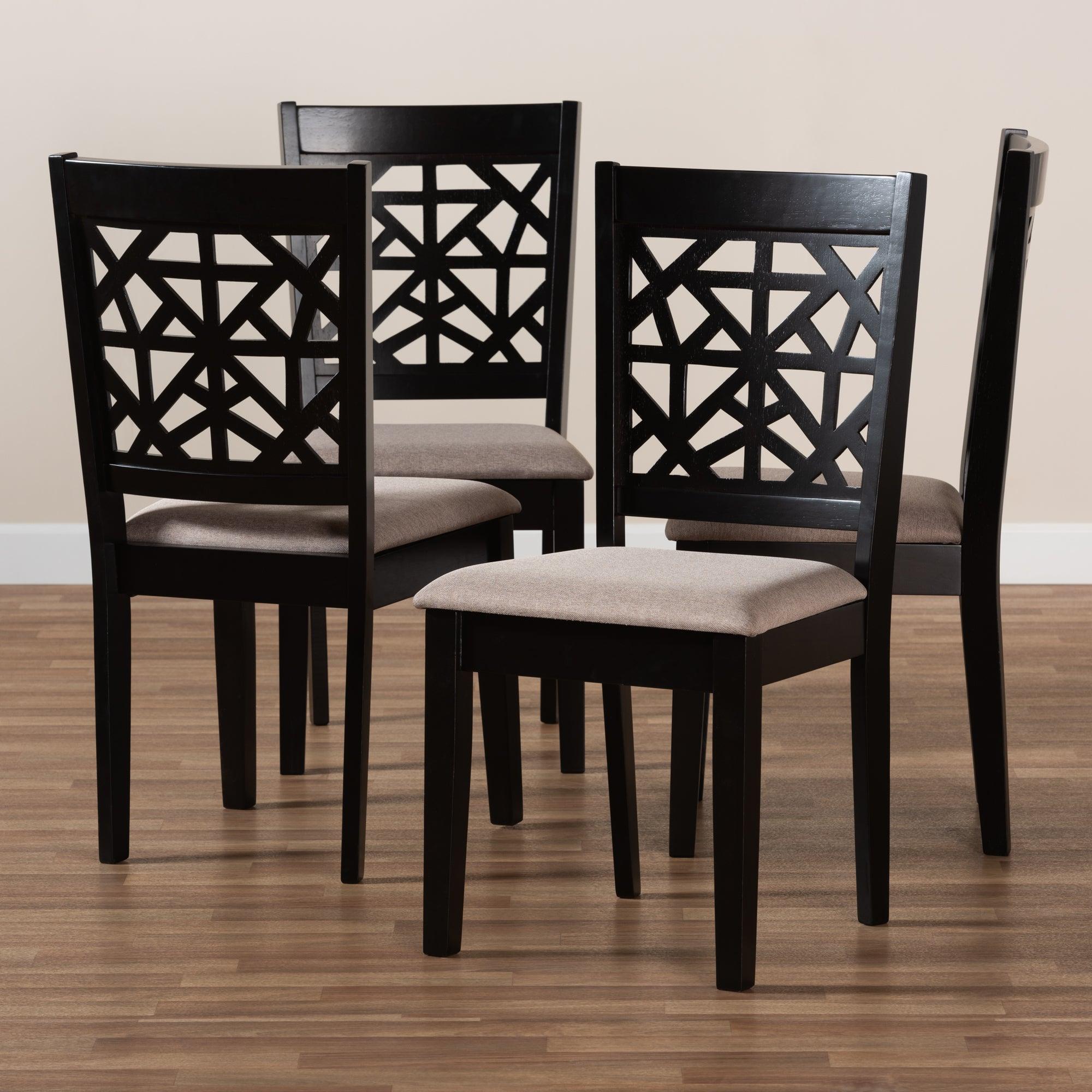 Jackson Modern and Contemporary Sand Fabric Upholstered and Espresso Finished Wood 4-Piece Dining Chair Set