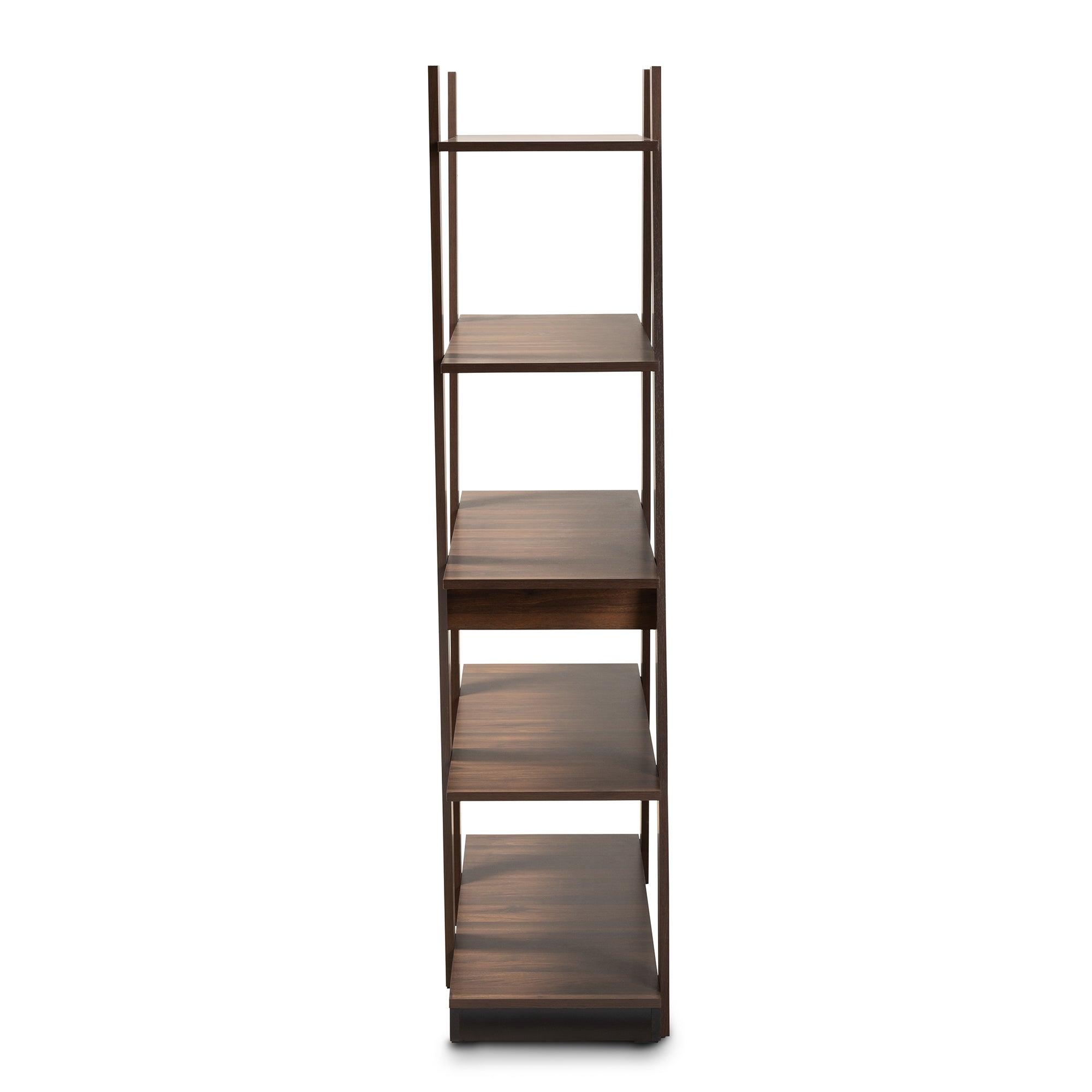 Michio Modern and Contemporary Finished 5-Tier Wood Geometric Living Room Display Shelf