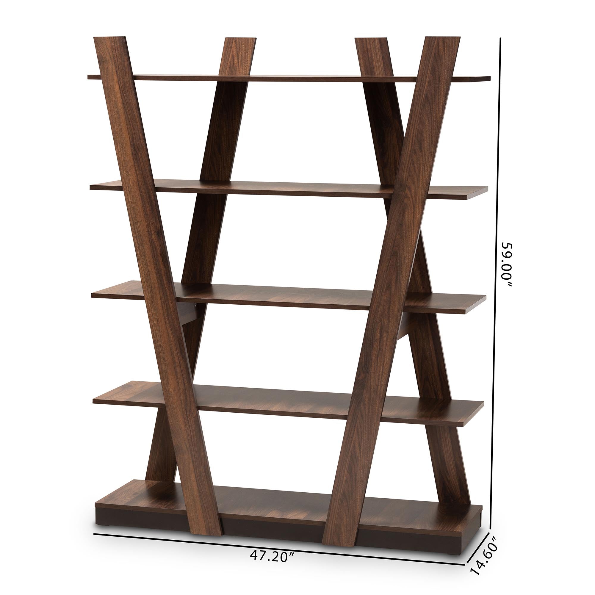 Michio Modern and Contemporary Finished 5-Tier Wood Geometric Living Room Display Shelf