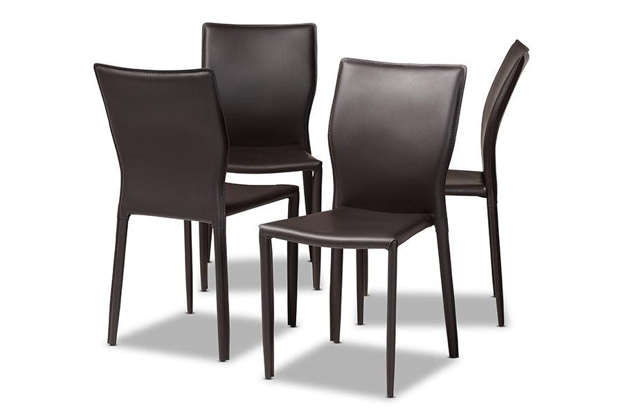Heidi Modern and Contemporary Faux Leather Upholstered 4-Piece Dining Chair Set