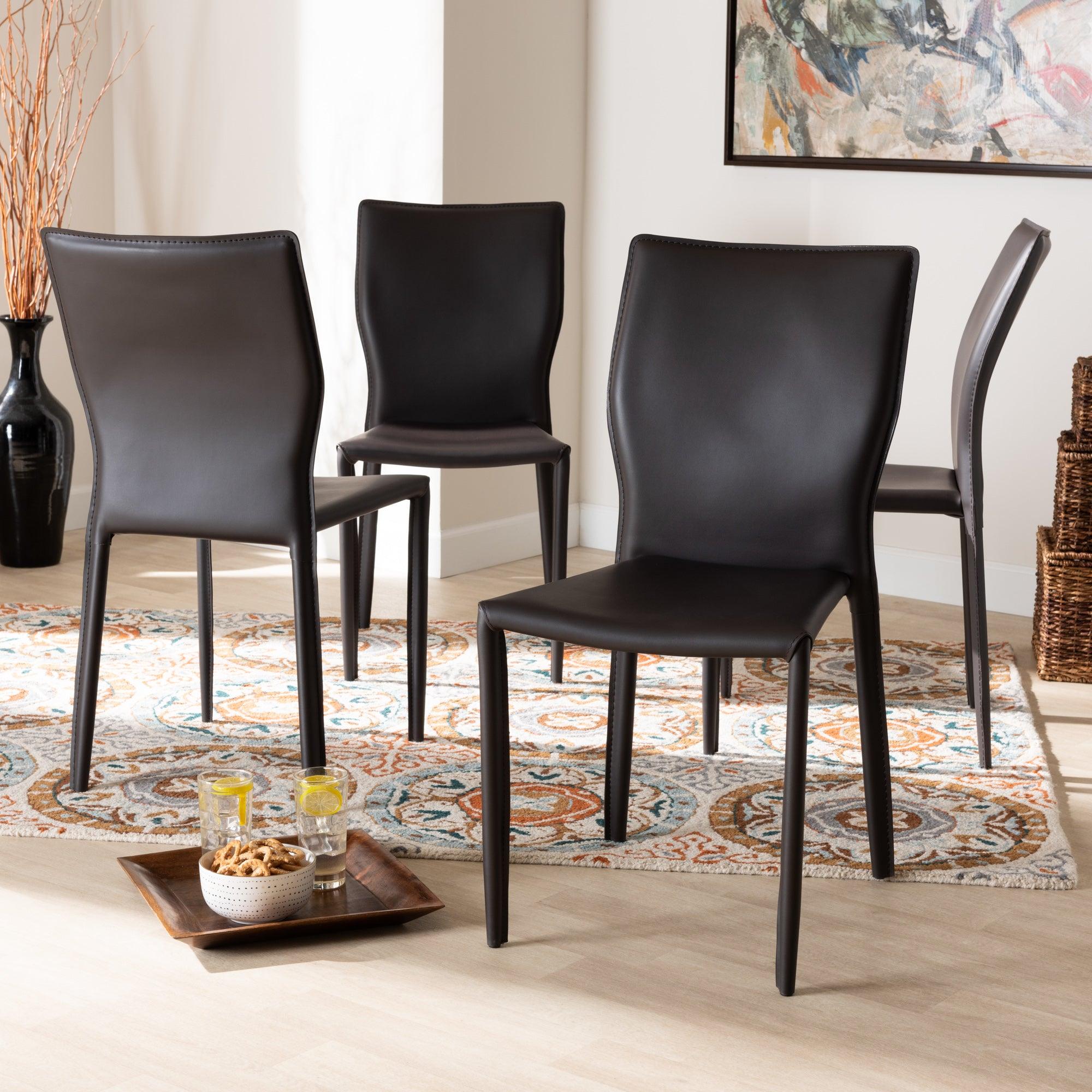 Heidi Modern and Contemporary Faux Leather Upholstered 4-Piece Dining Chair Set