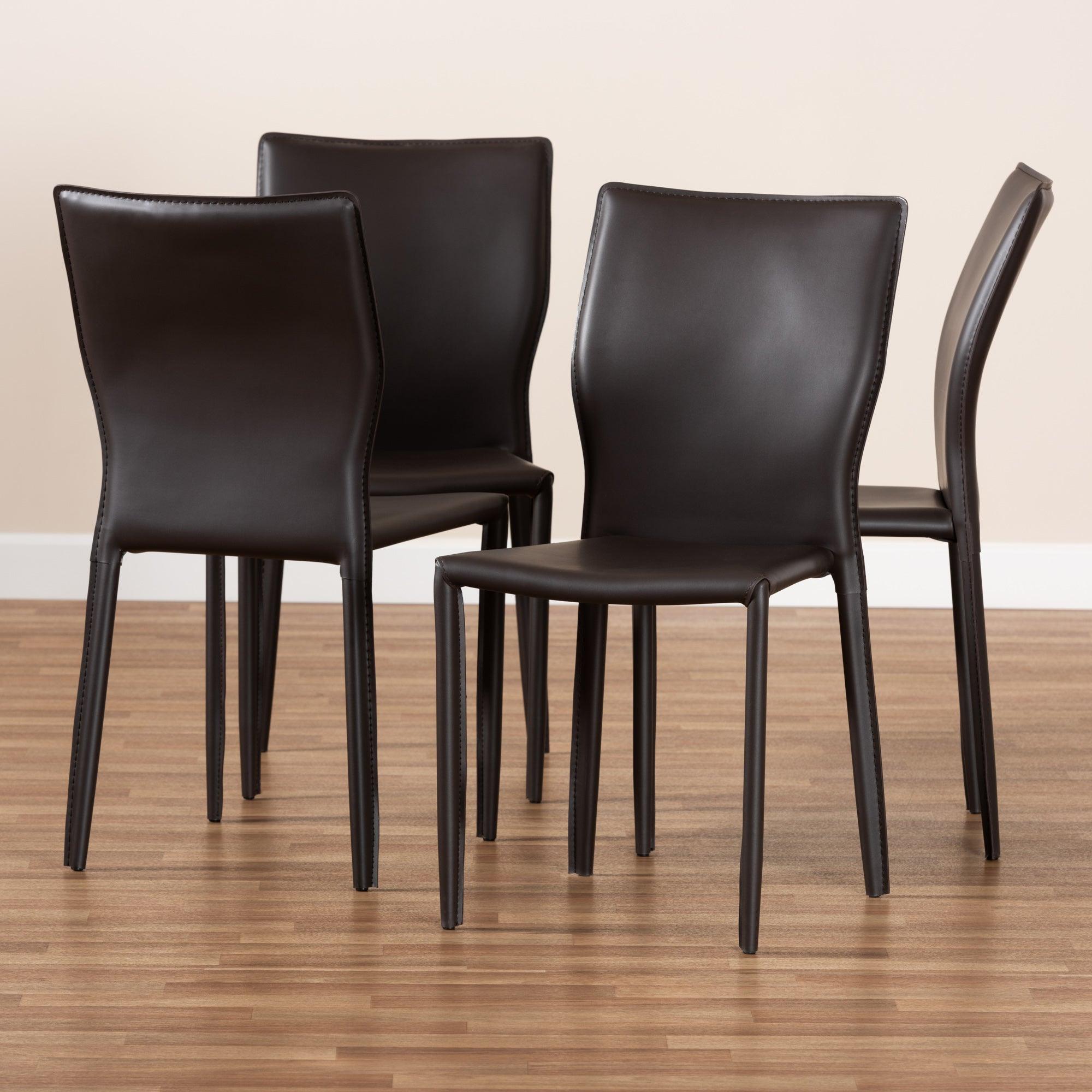 Heidi Modern and Contemporary Faux Leather Upholstered 4-Piece Dining Chair Set