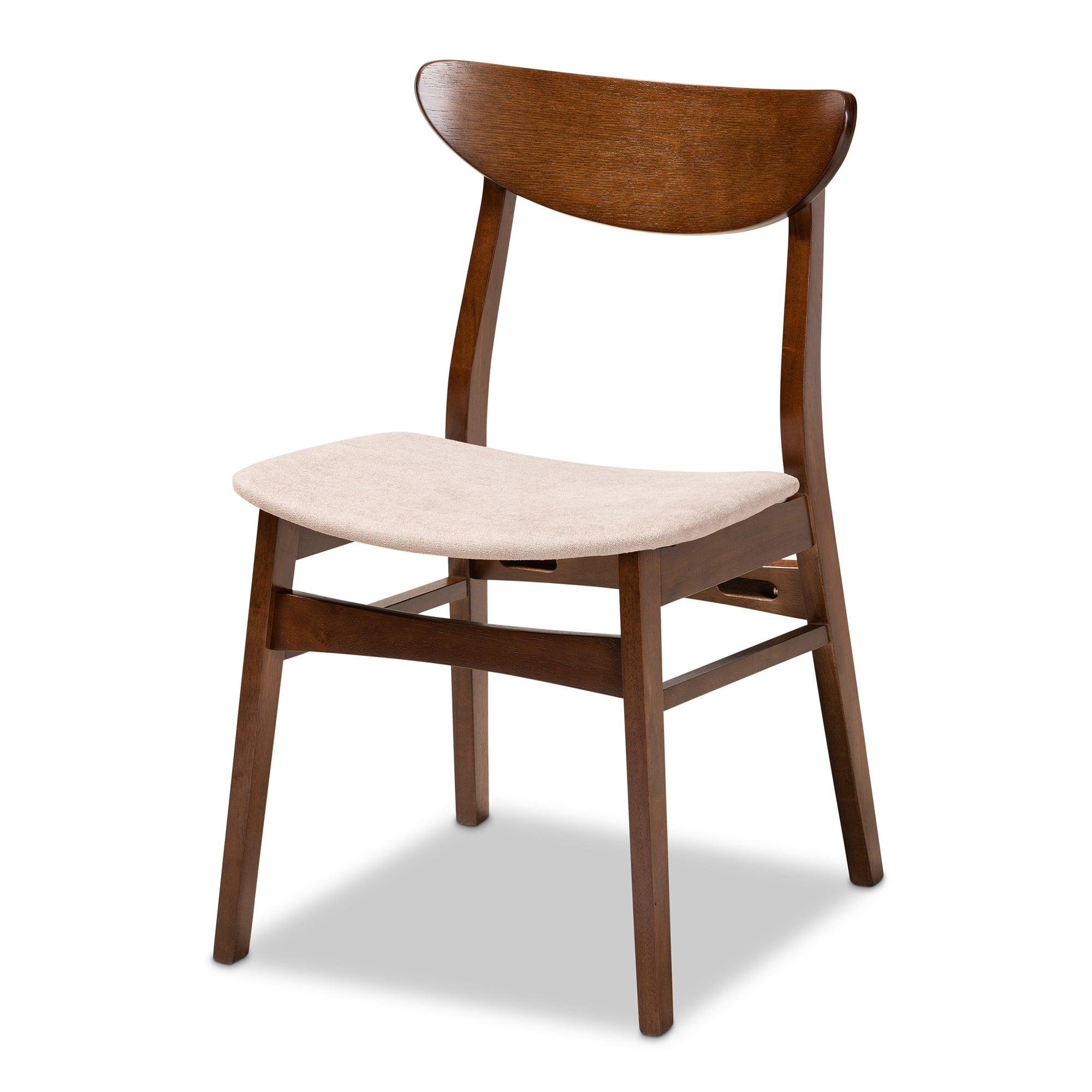Parlin Mid-Century Modern Transitional Light Fabric Upholstered and Finished Wood 4-Piece Dining Chair Set