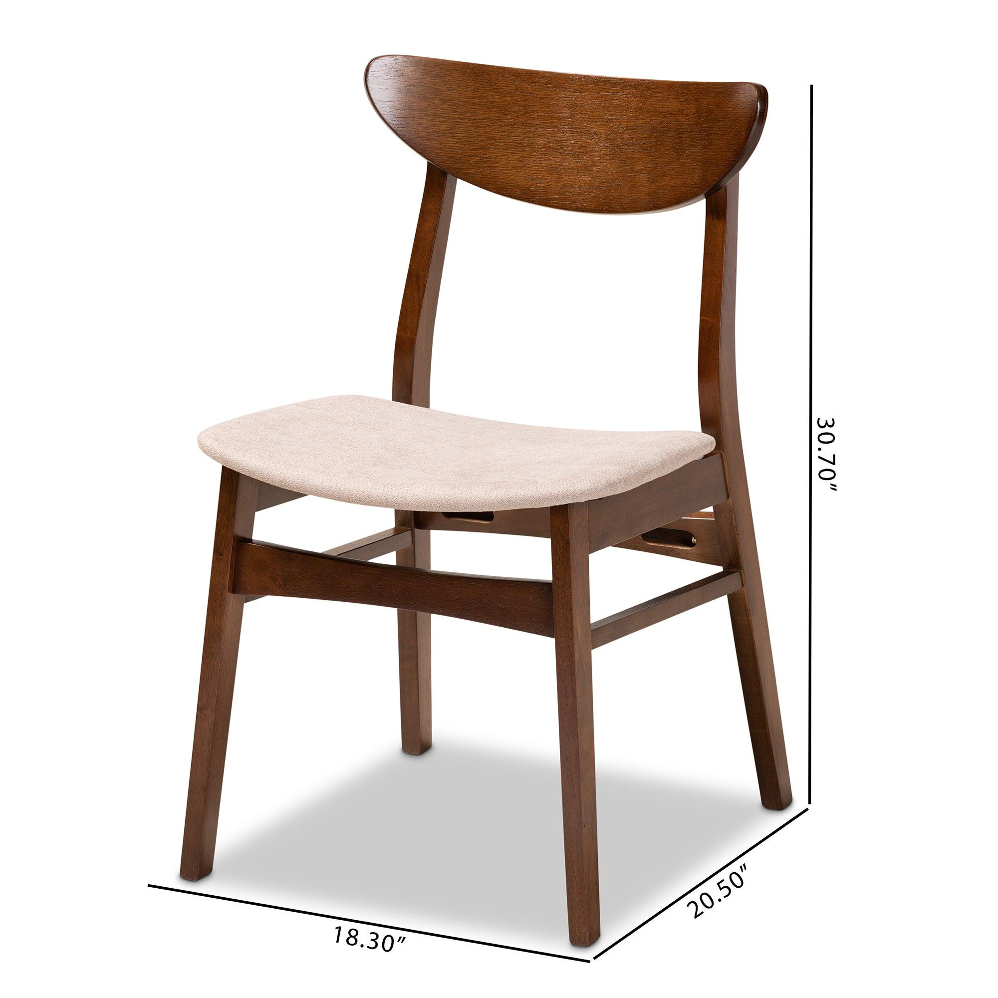 Parlin Mid-Century Modern Transitional Light Fabric Upholstered and Finished Wood 4-Piece Dining Chair Set
