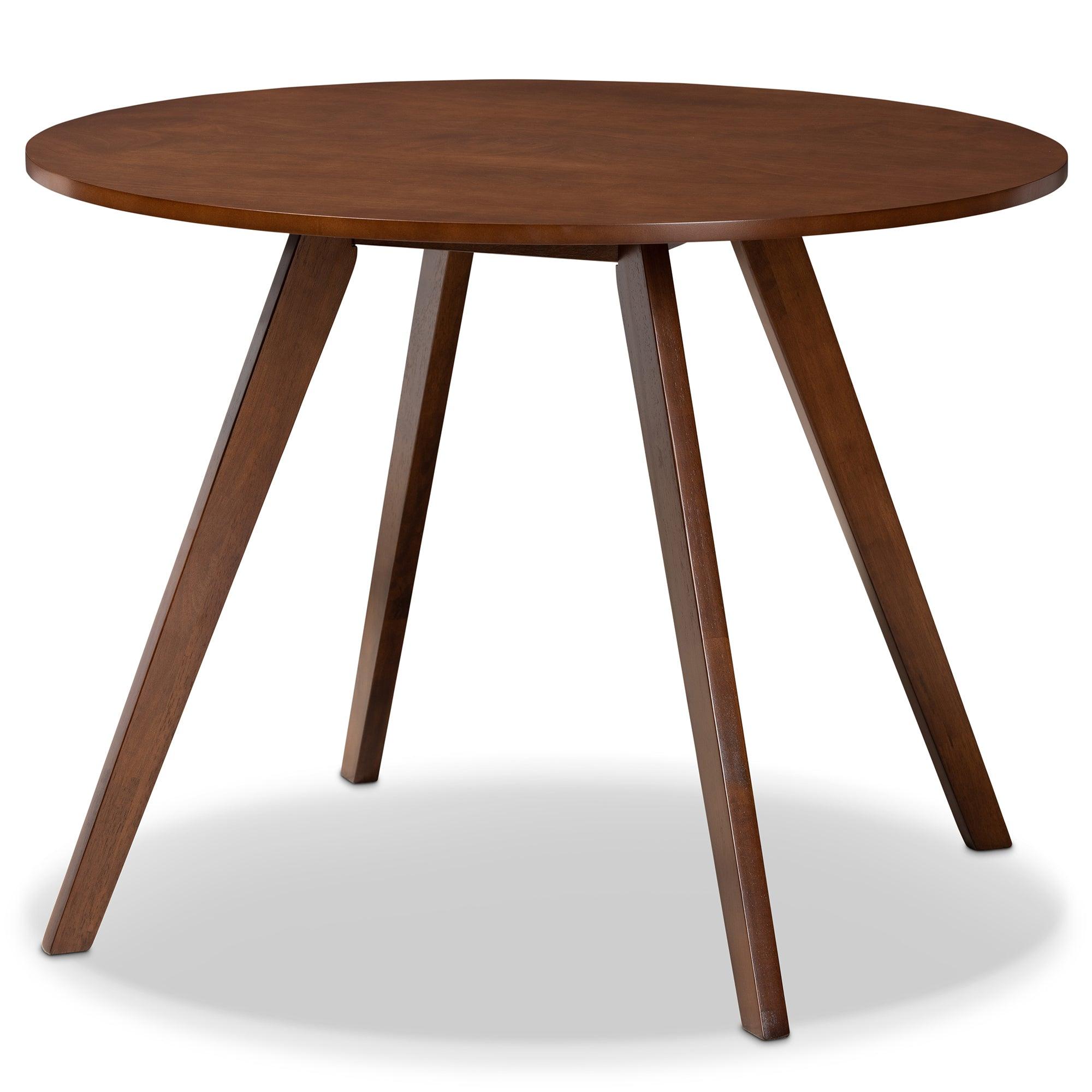 Philip Mid-Century Modern Transitional Light Fabric Upholstered and Finished Wood 5-Piece Dining Set